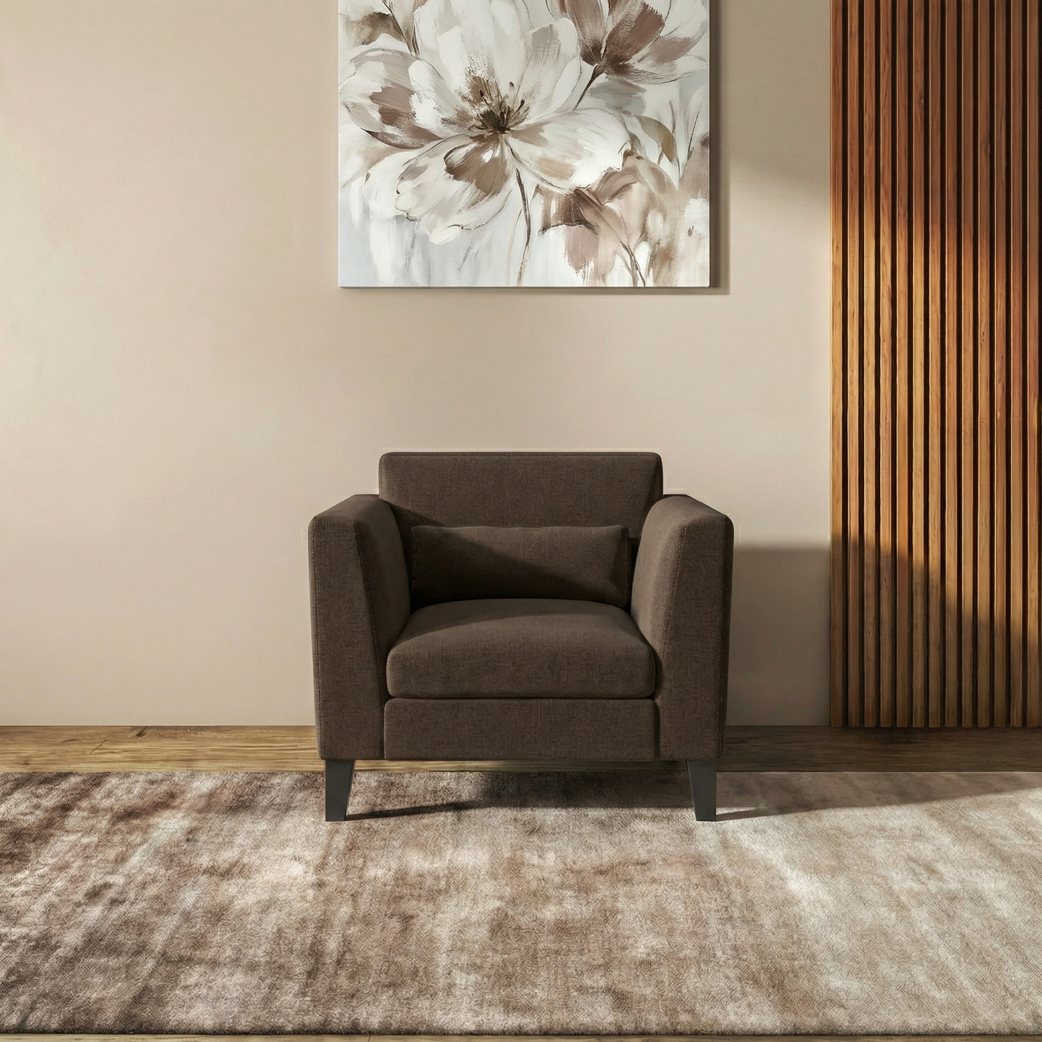 Lewis 1 Seater Fabric Sofa in Mocha Colour