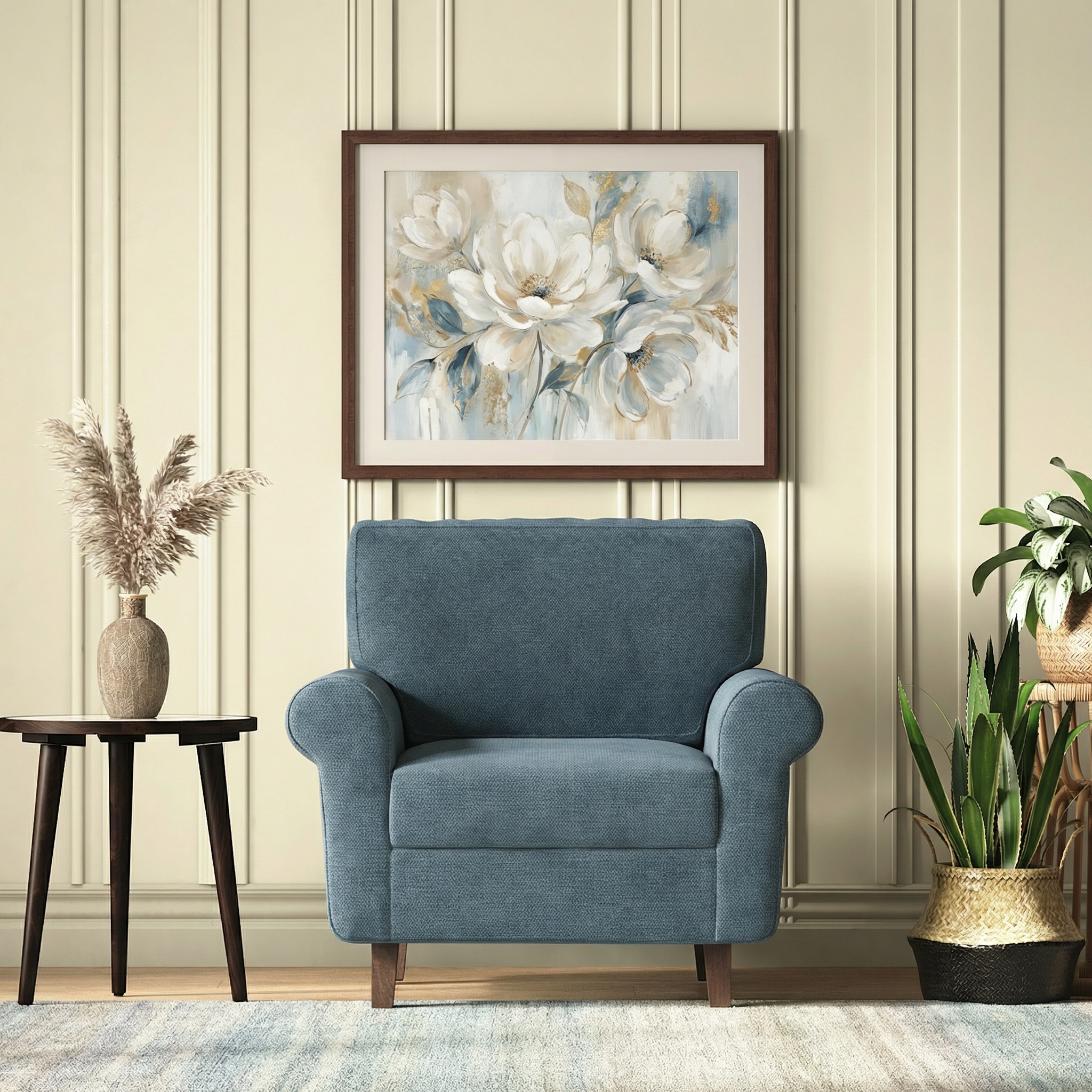 Oxford 1 Seater Fabric Sofa In Ocean Weave Colour