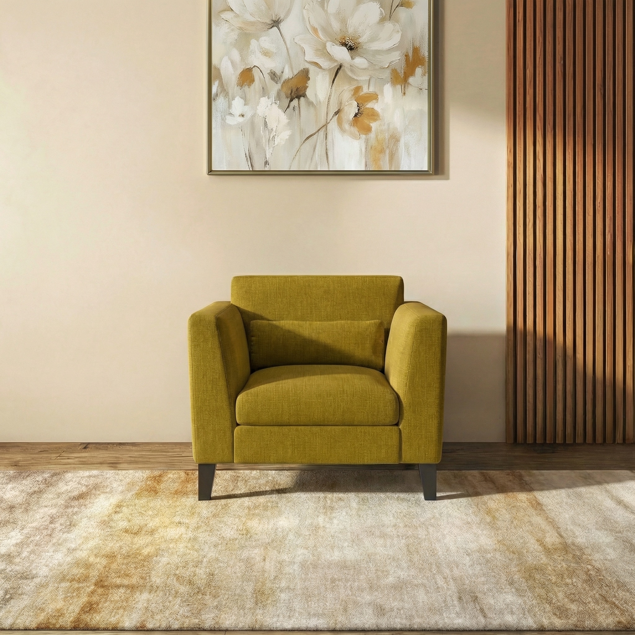 Lewis 1 Seater Fabric Sofa in Olive Green Colour