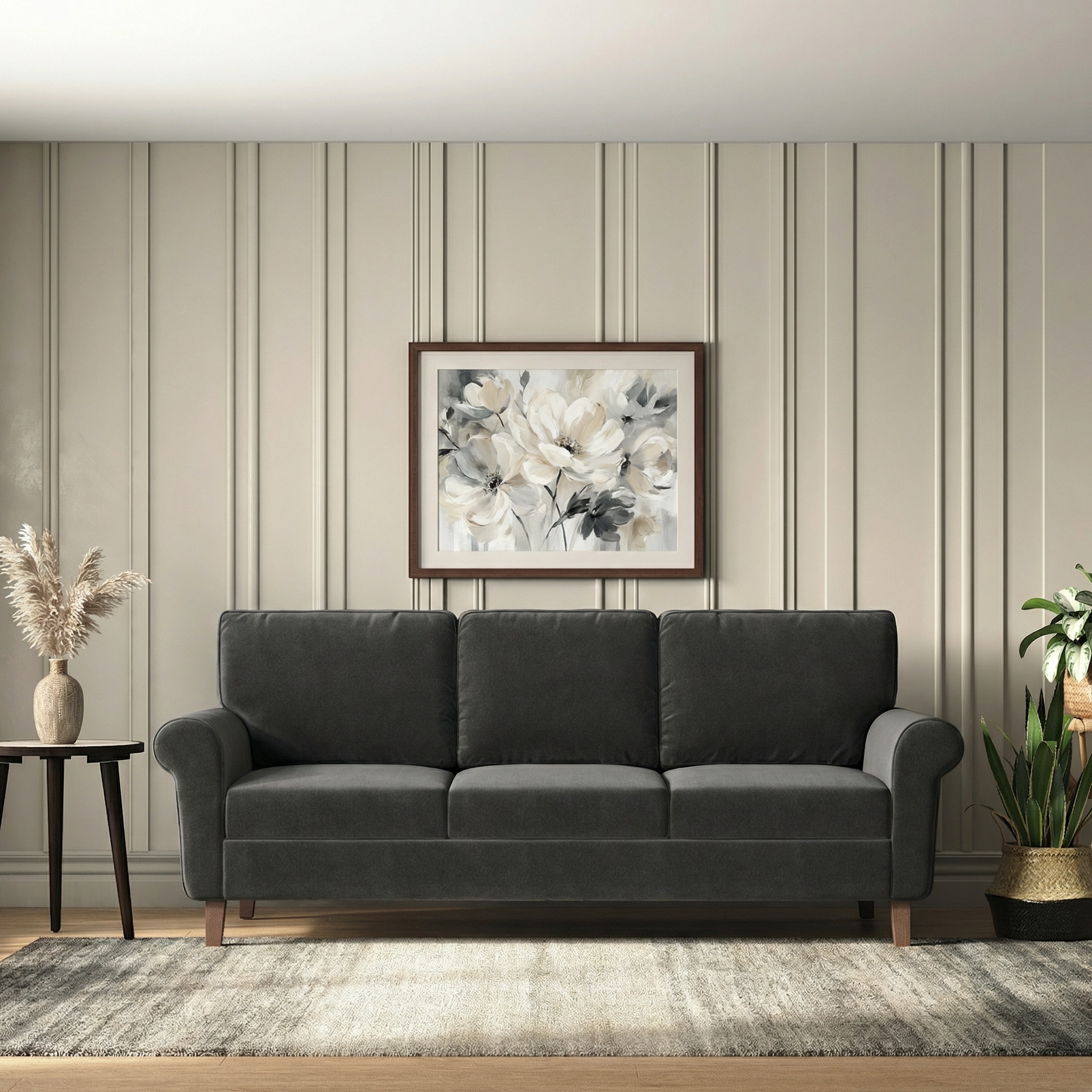 Oxford 3 Seater Fabric Sofa in Pebble Grey Colour