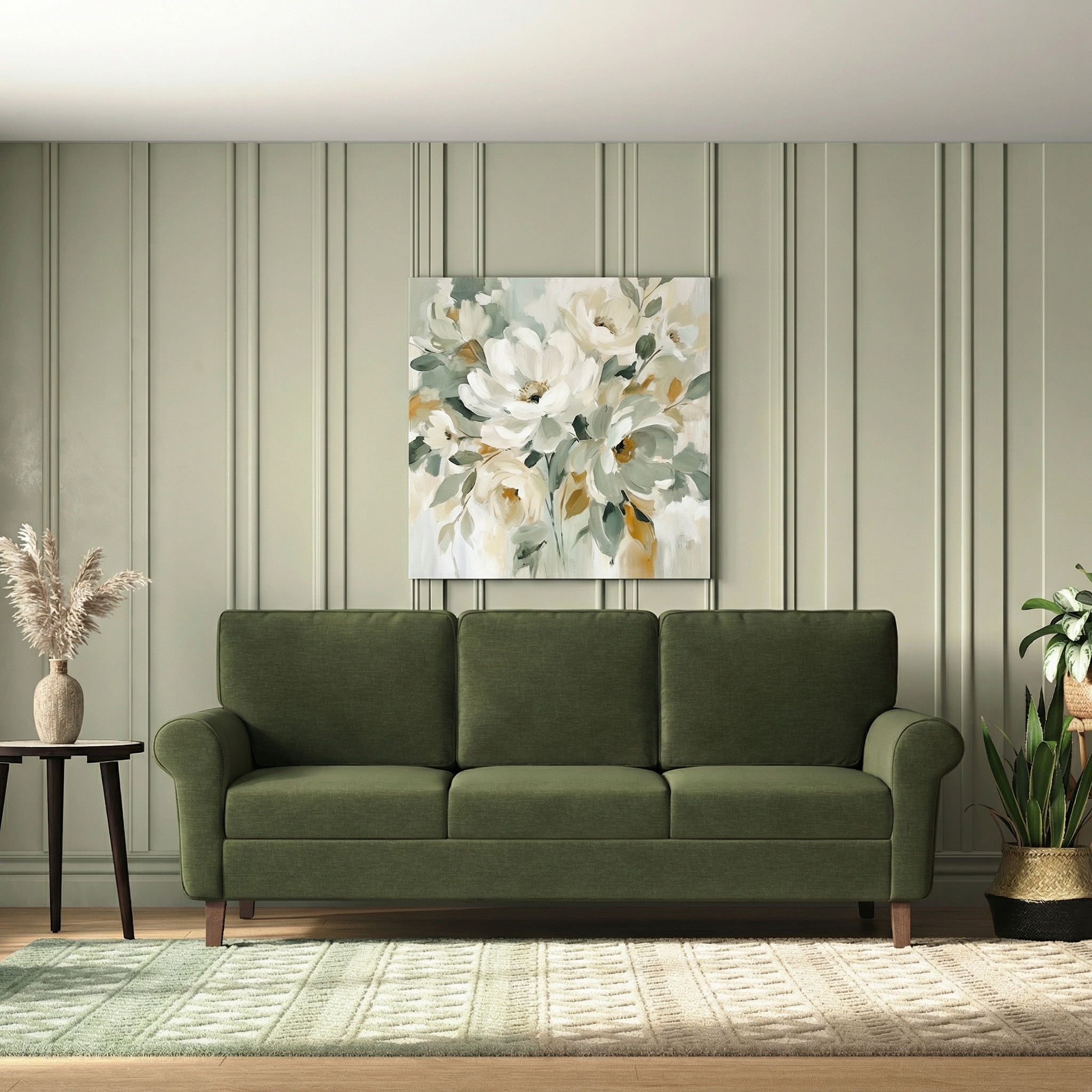Oxford 3 Seater Fabric Sofa In Moss Green Colour - Urban Ladder