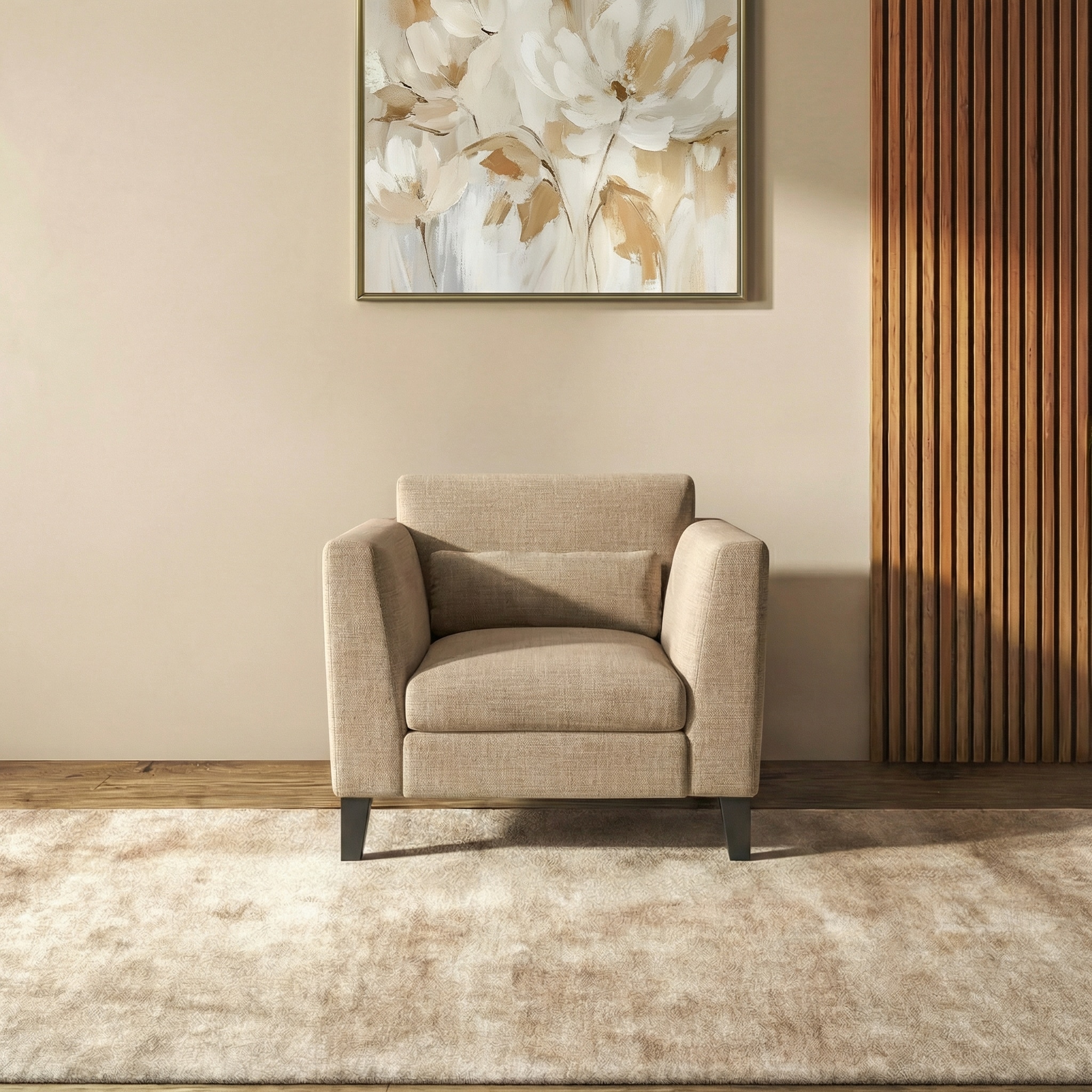 Lewis 1 Seater Fabric Sofa in Sandshell Beige Colour