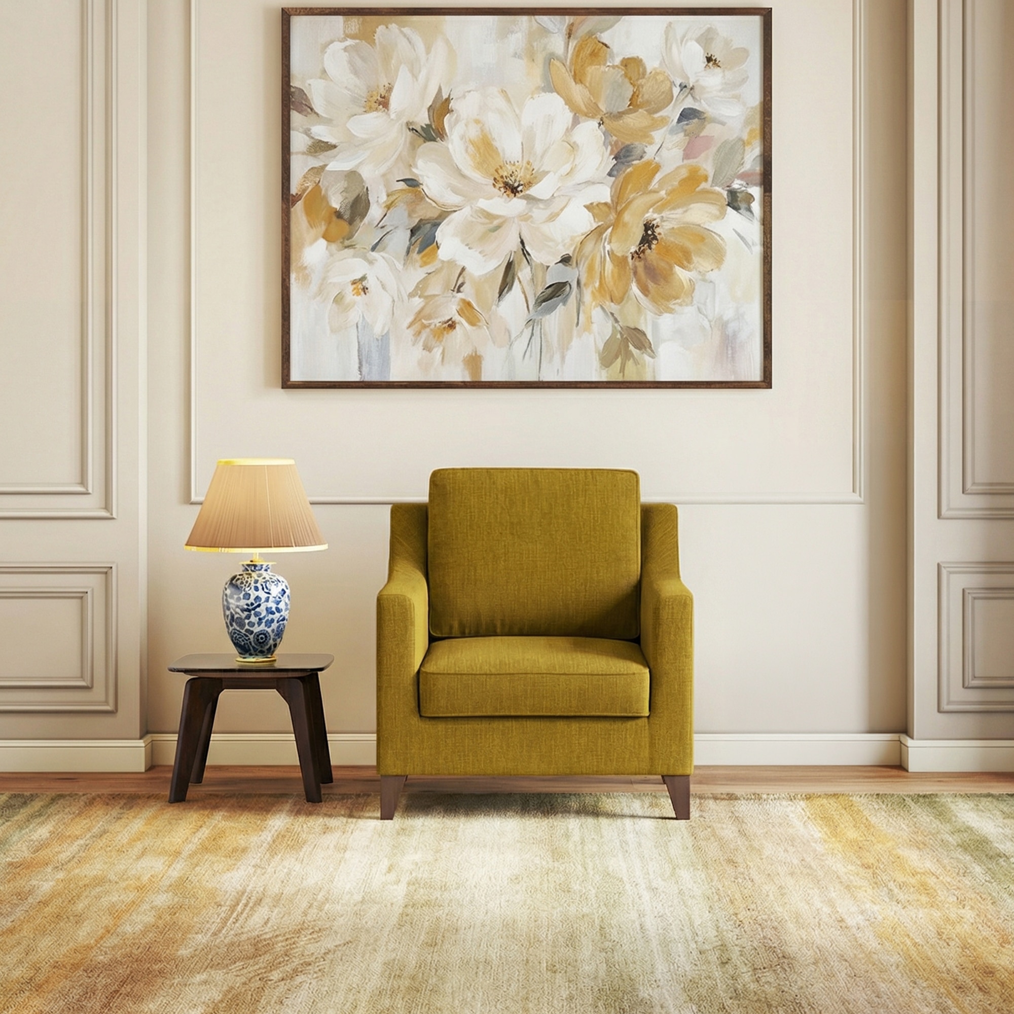 Abbey 1 Seater Fabric Sofa in Olive Green Colour