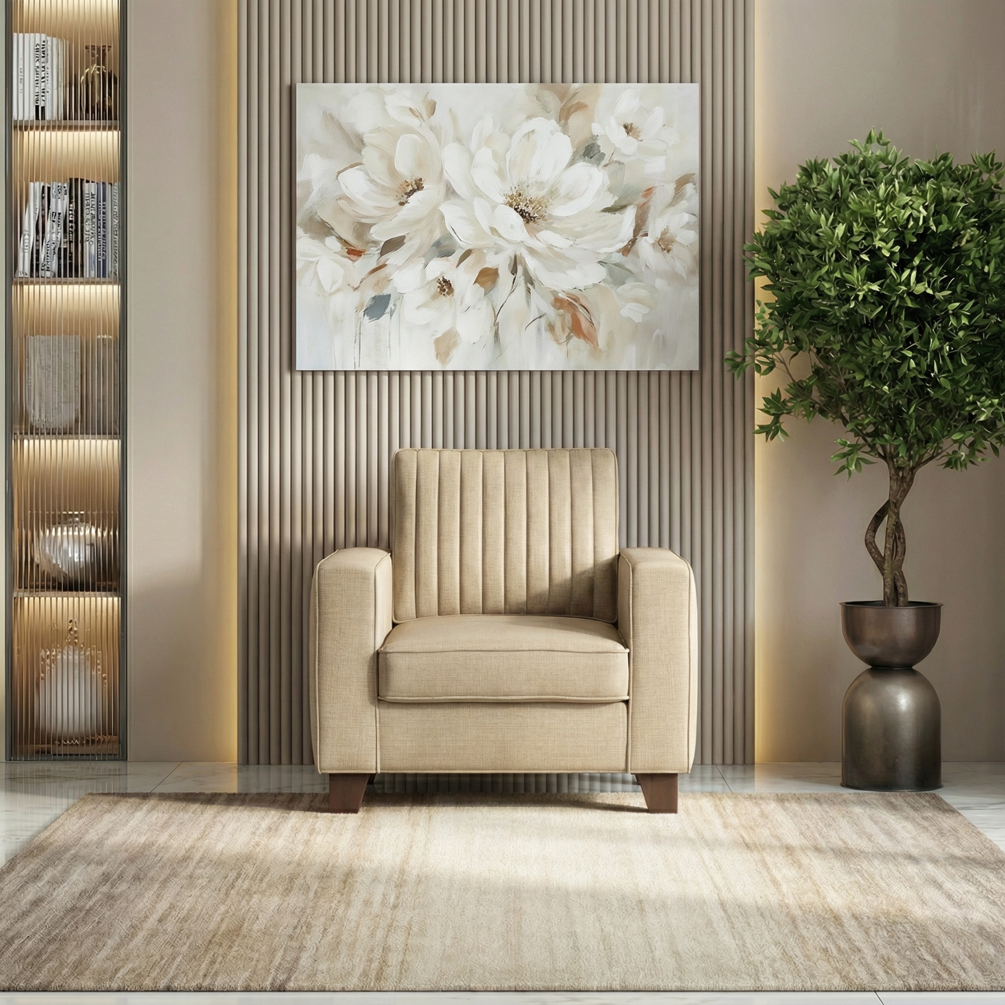 Apollo Neo 1 Seater Fabric Sofa In Pearl Colour