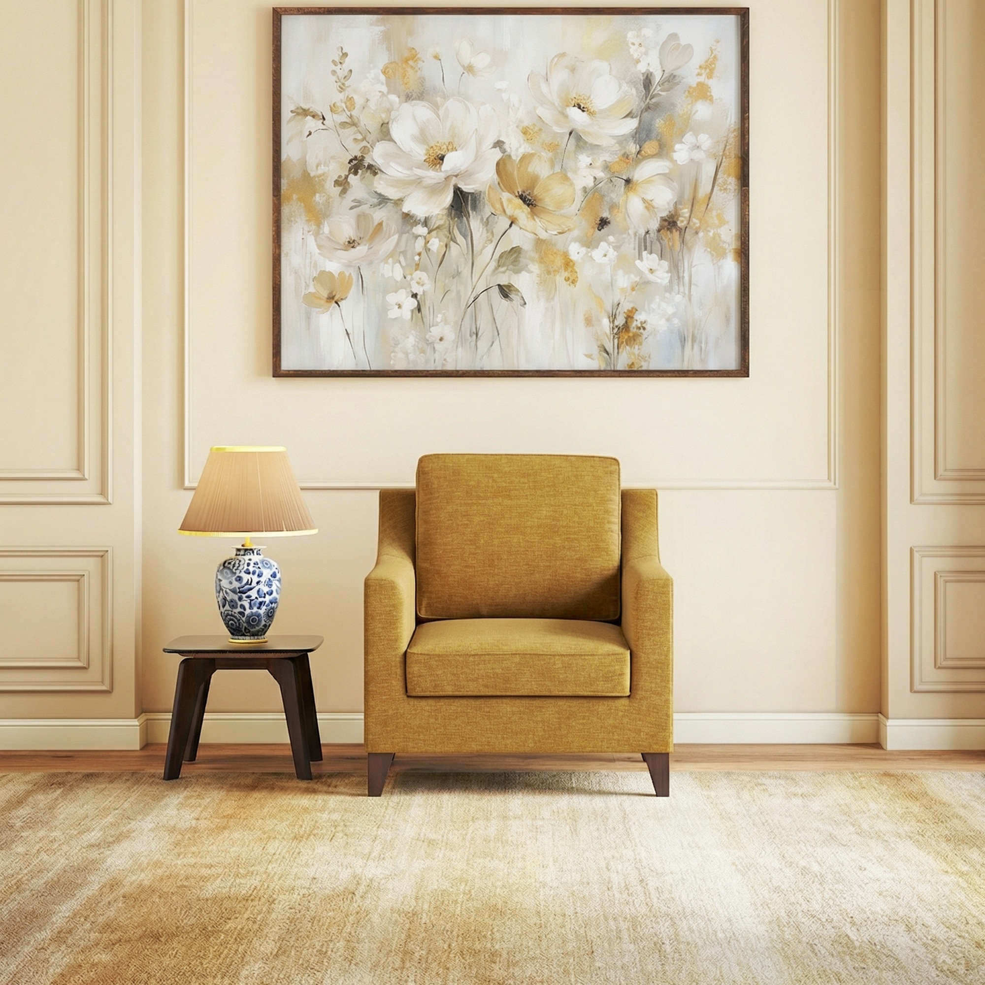 Abbey 1 Seater Fabric Sofa In Ochre Colour