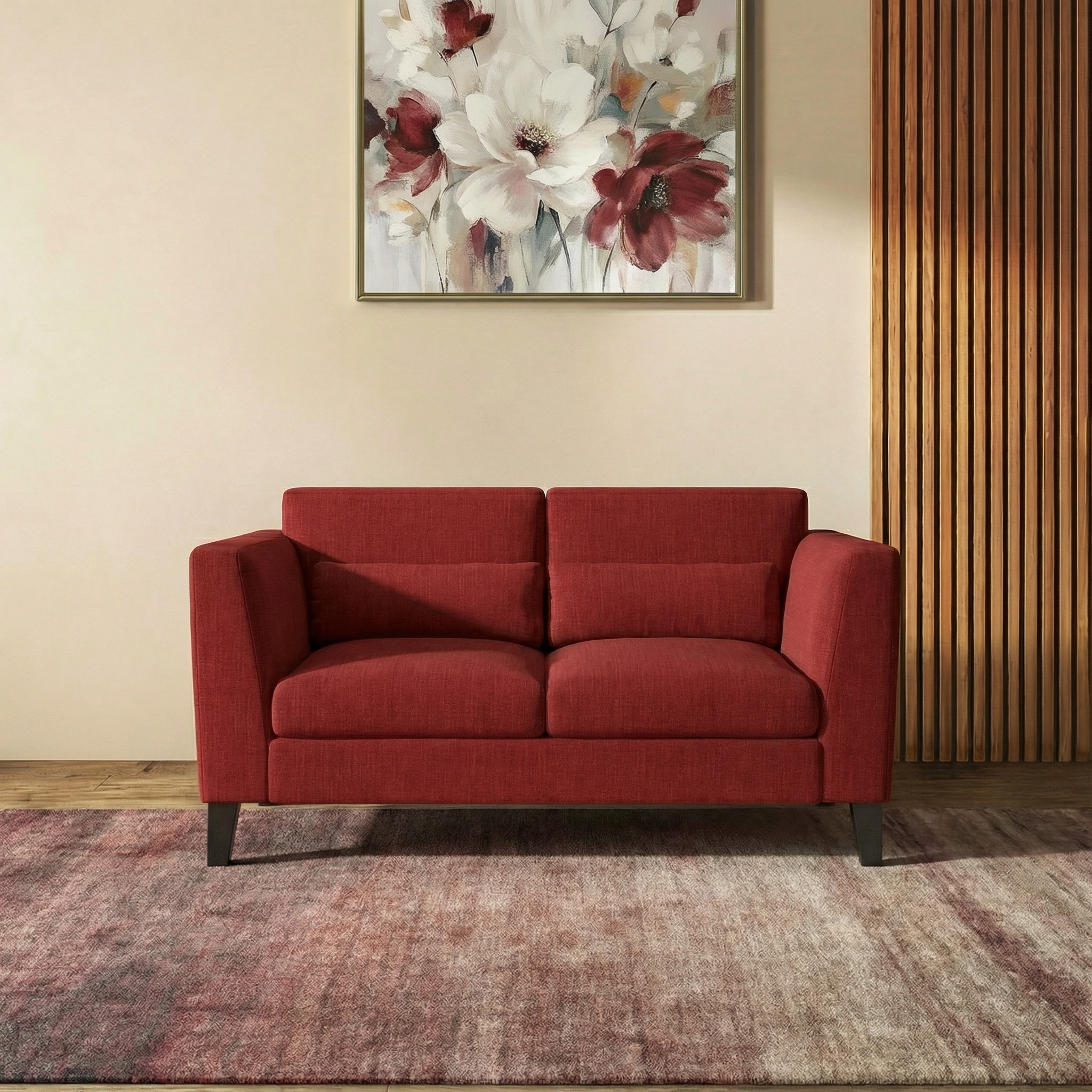Lewis 2 Seater Fabric Sofa in Salsa Red Colour