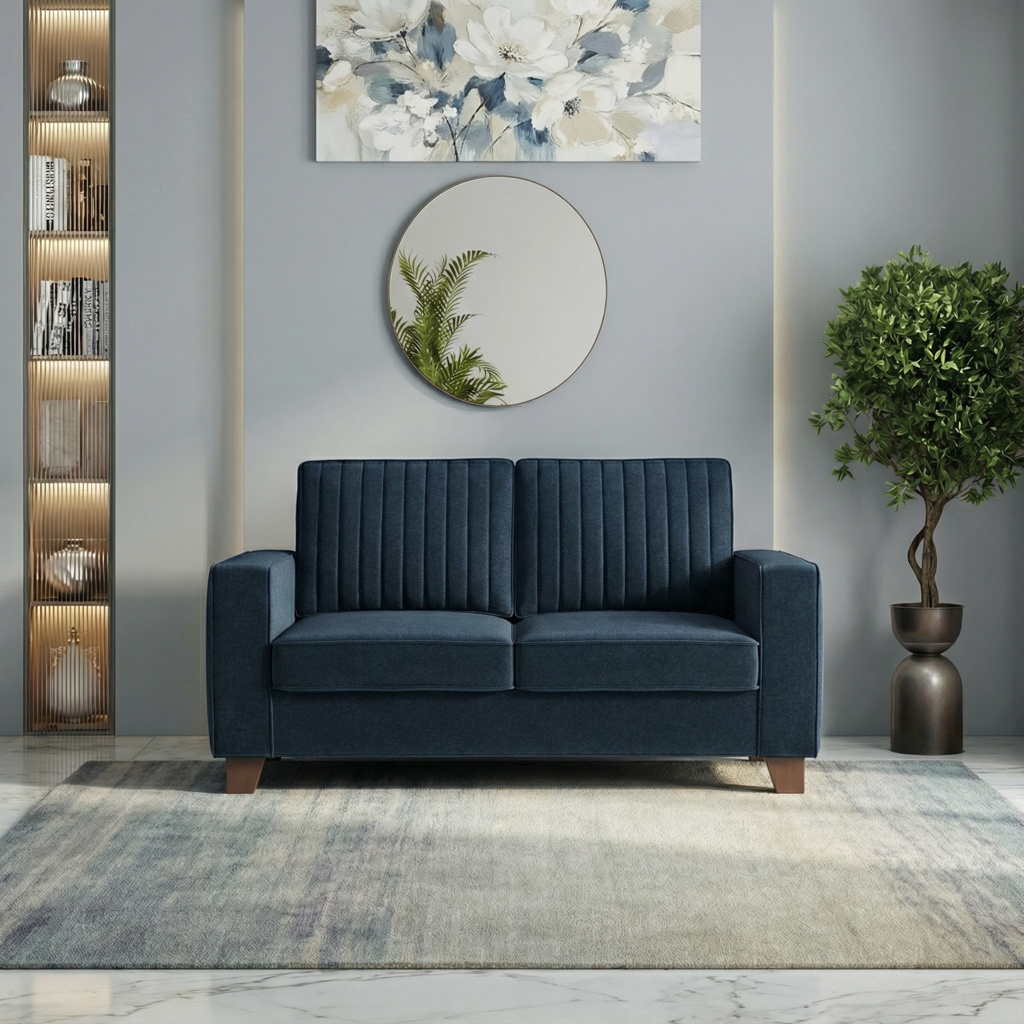 Apollo Neo 2 Seater Fabric Sofa In Cobalt Colour