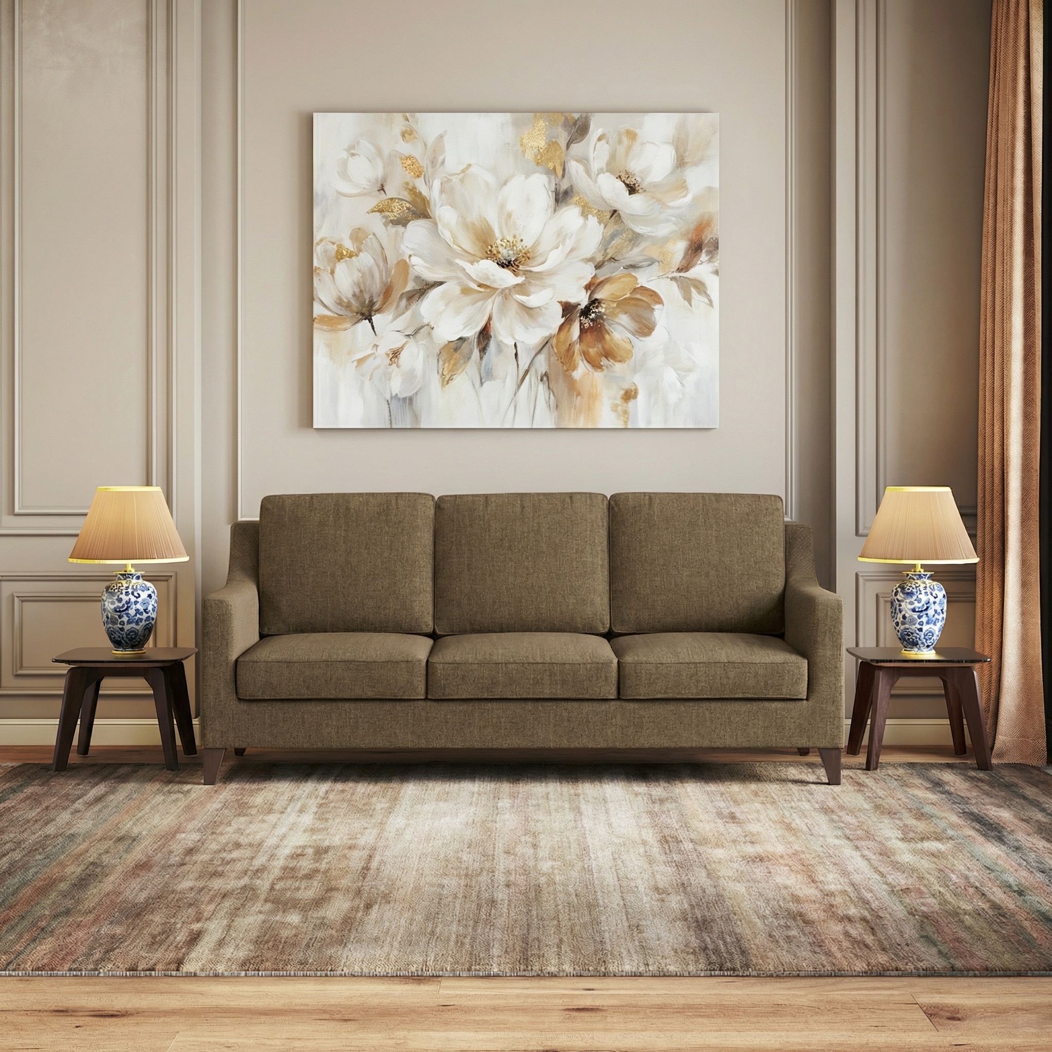 Abbey Sofa Set (Colour : Dune, Cushion : Soft, Seater : 3+1+1)