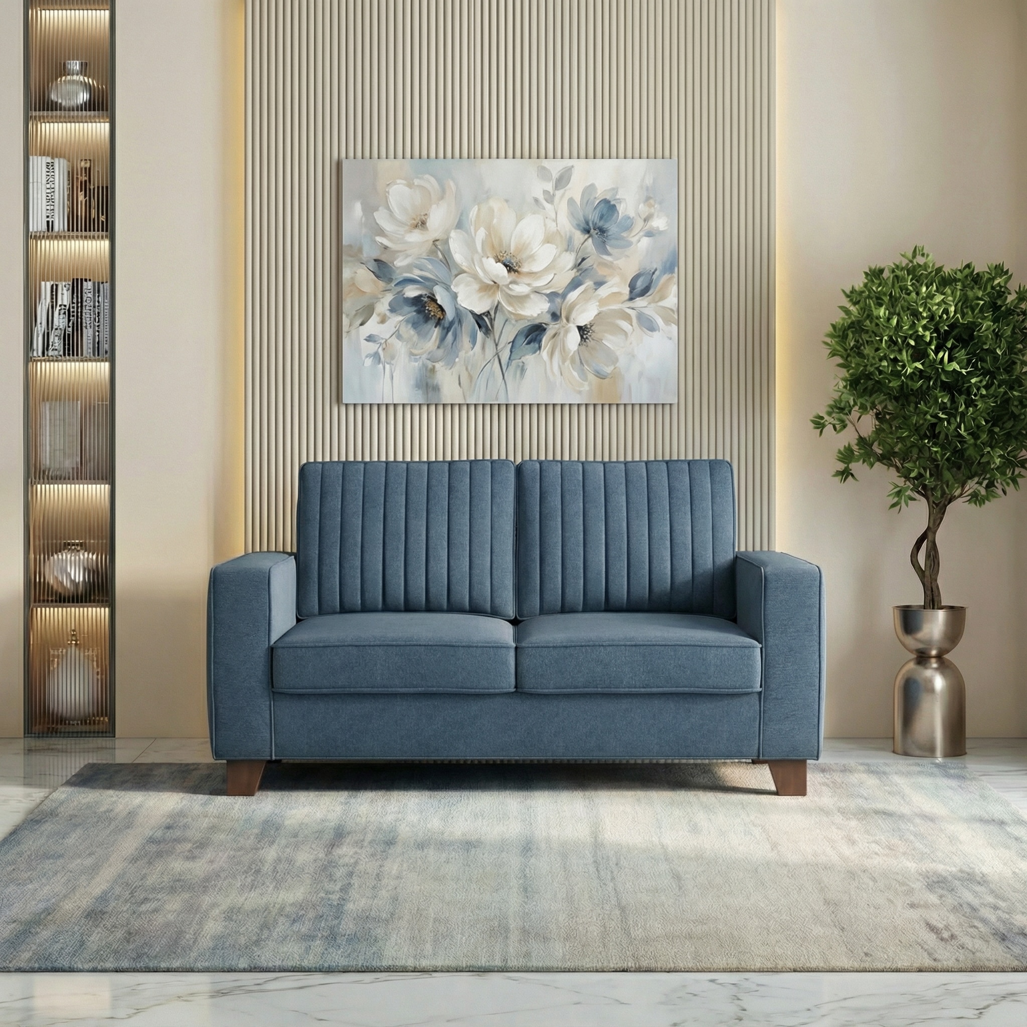 Apollo Neo 2 Seater Fabric Sofa In Lapis Blue Colour