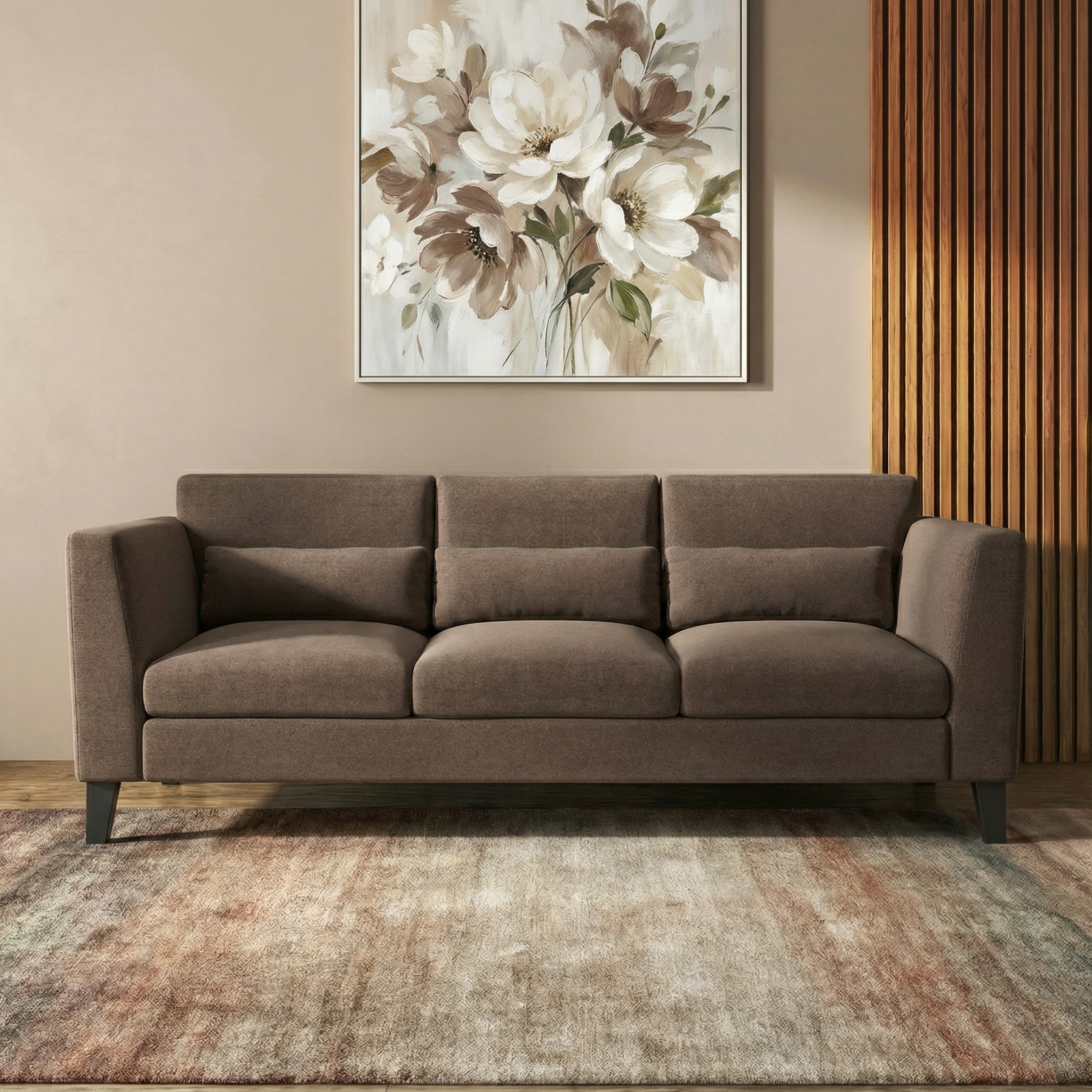 Lewis Sofa (Colour : Daschund Brown, Cushion : Soft, Seater : 3+1+1)