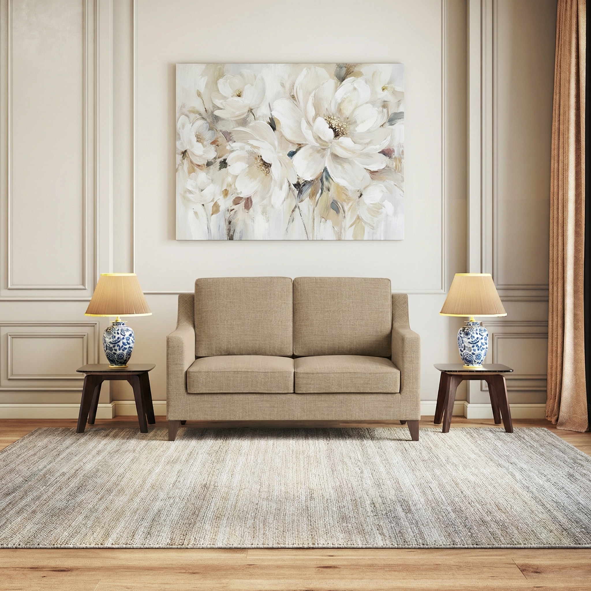 Abbey Sofa Set (Colour : Sandshell Beige, Cushion : Hard, Seater : 2+1+1)