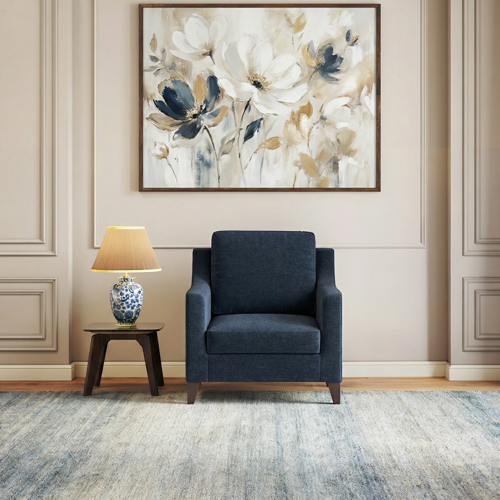 Abbey 1 Seater Fabric Sofa In Cobalt Colour