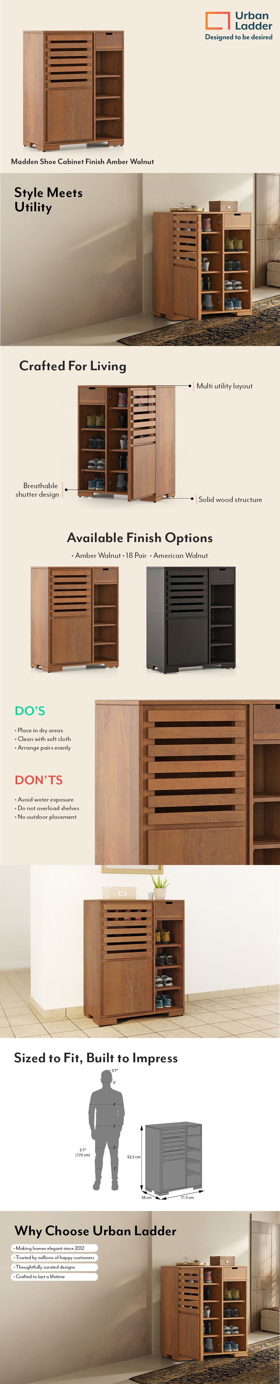Madden Shoe Cabinet Finish Amber Walnut