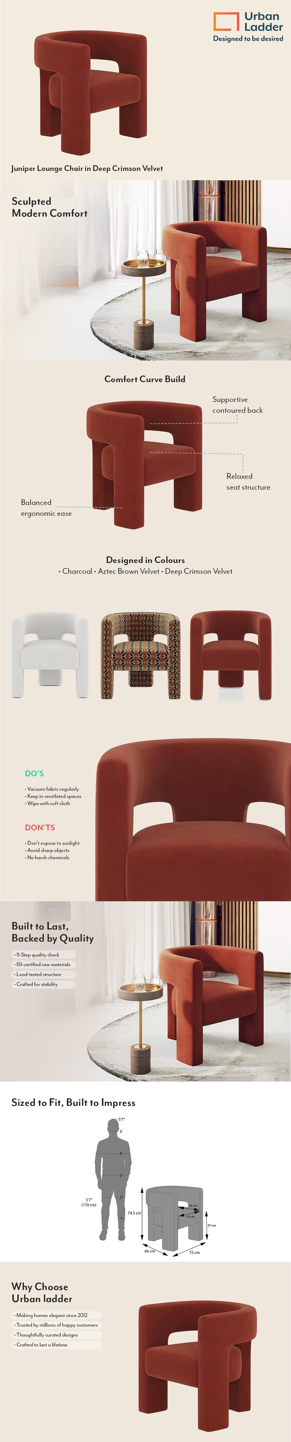 Juniper Solid Wood Lounge Chair in Deep Crimson Velvet
