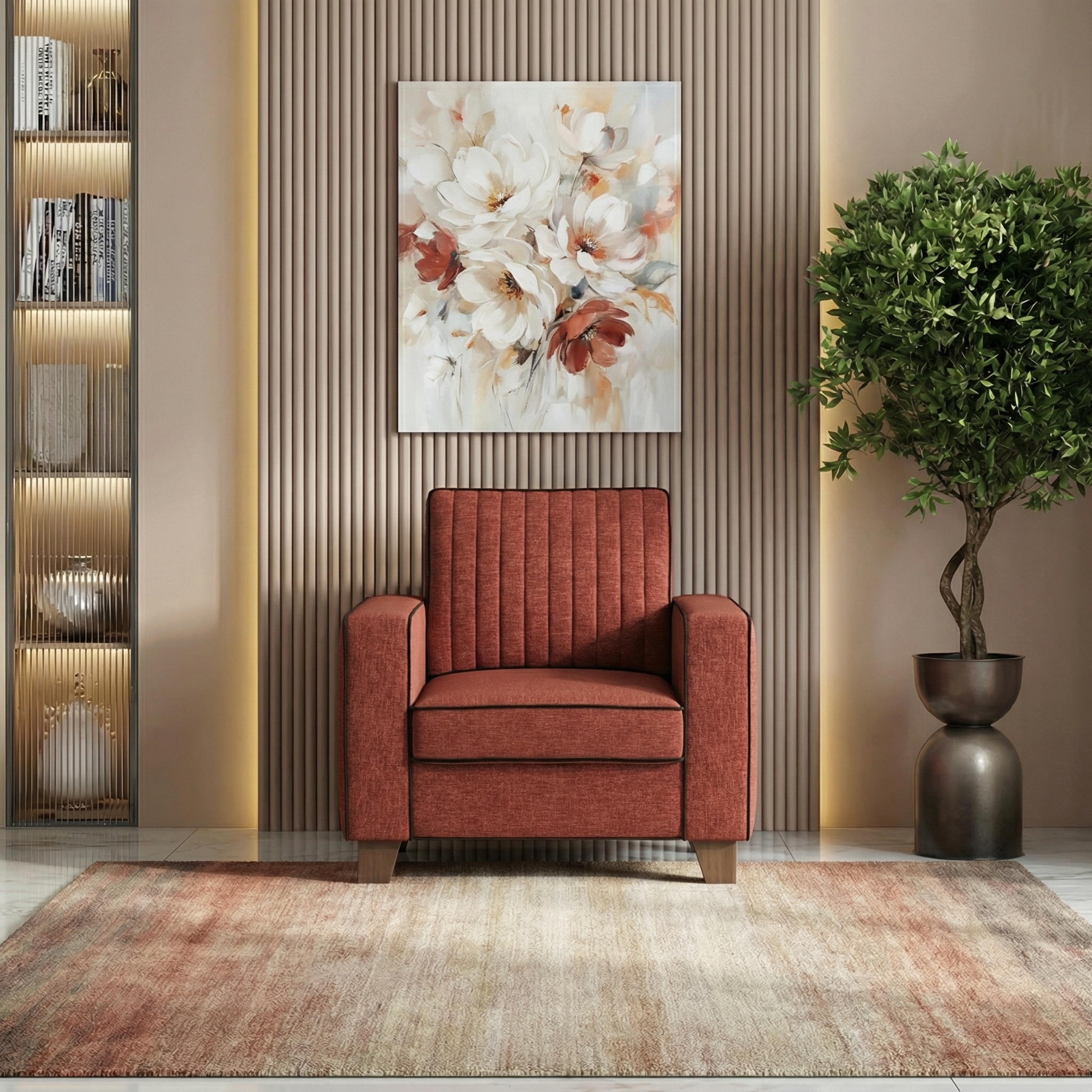 Apollo Neo Sofa (Colour : Dark Coral, Seating Capacity : 1 Seater, Cushion Type : Soft, Back Height : Regular Back)