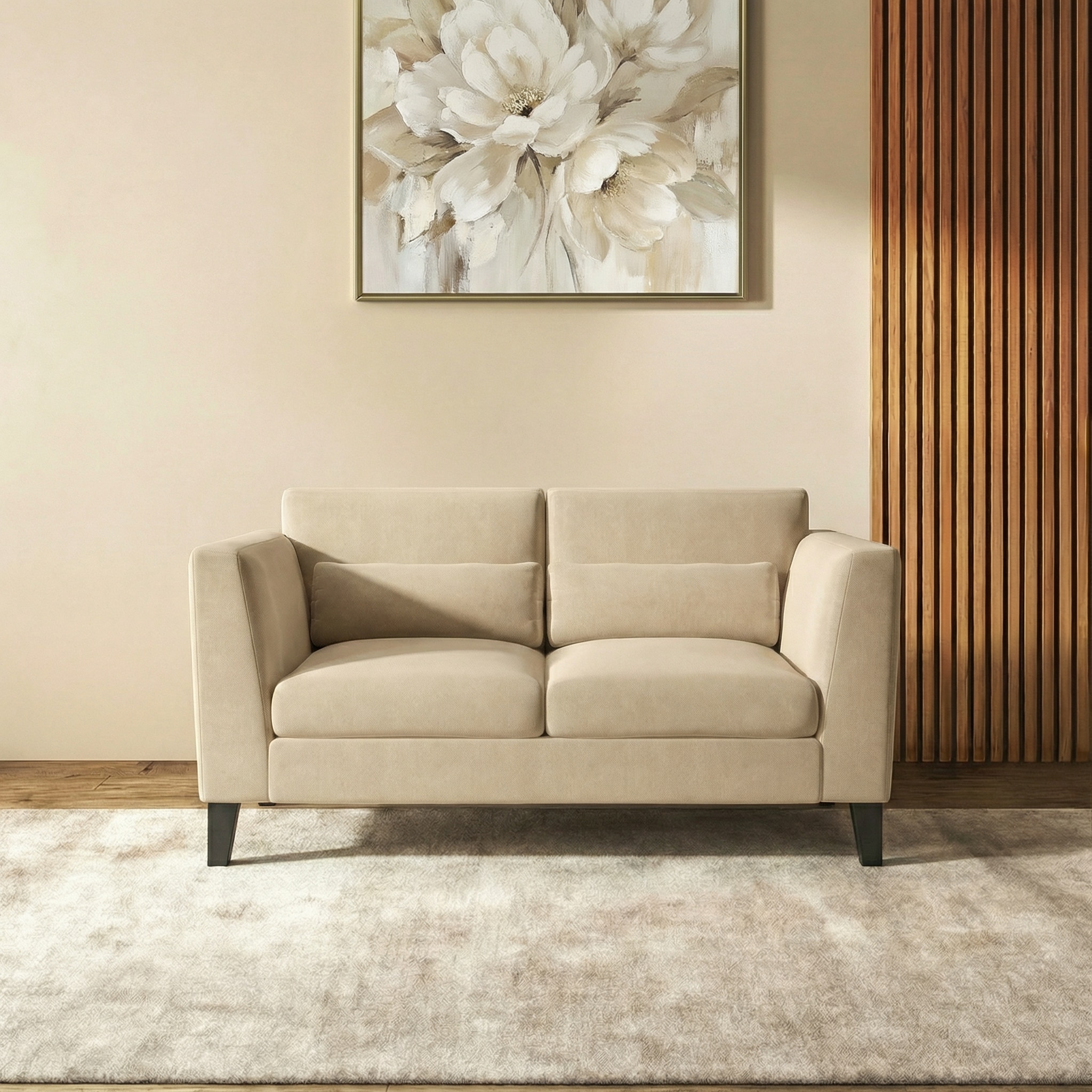 Lewis 2 Seater Fabric Sofa in Birch Beige Colour