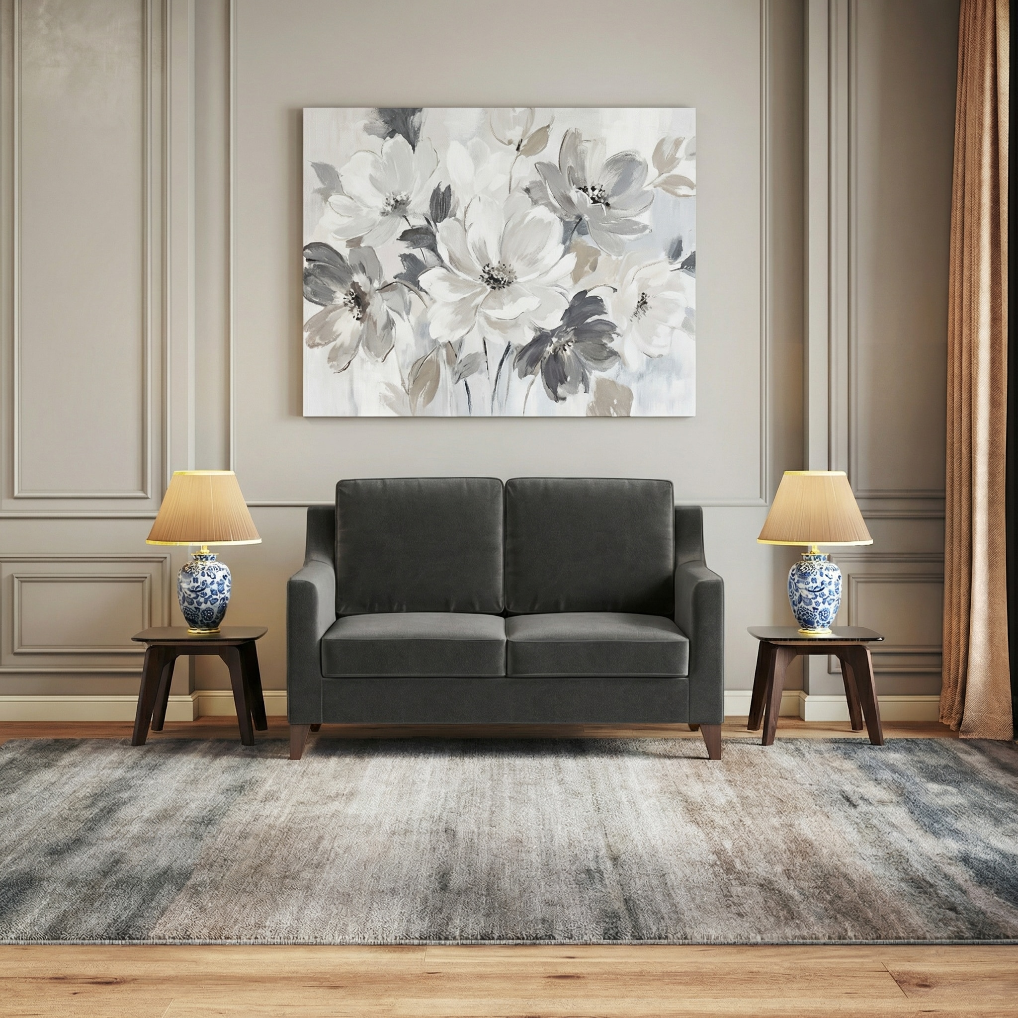 Abbey 2 Seater Fabric Sofa in Pebble Grey Colour