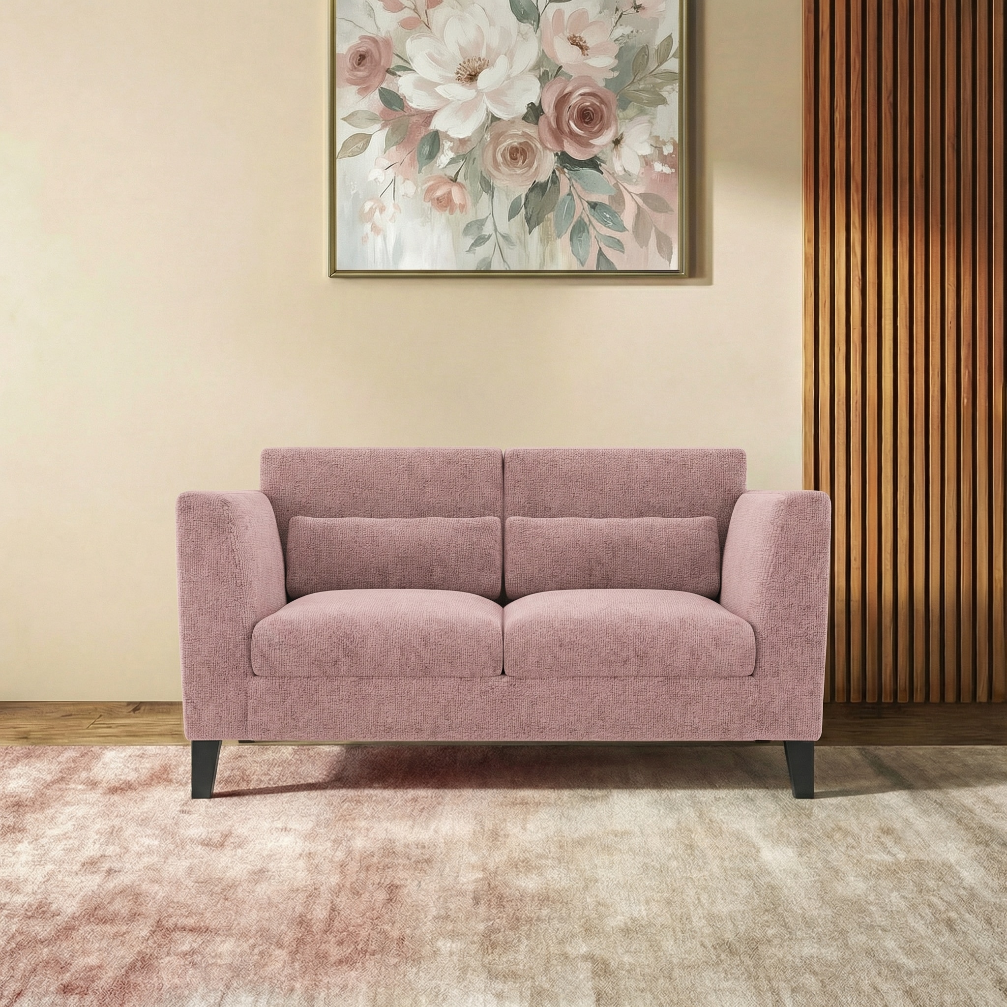 Lewis 2 Seater Fabric Sofa In Desert Rose Colour - Urban Ladder