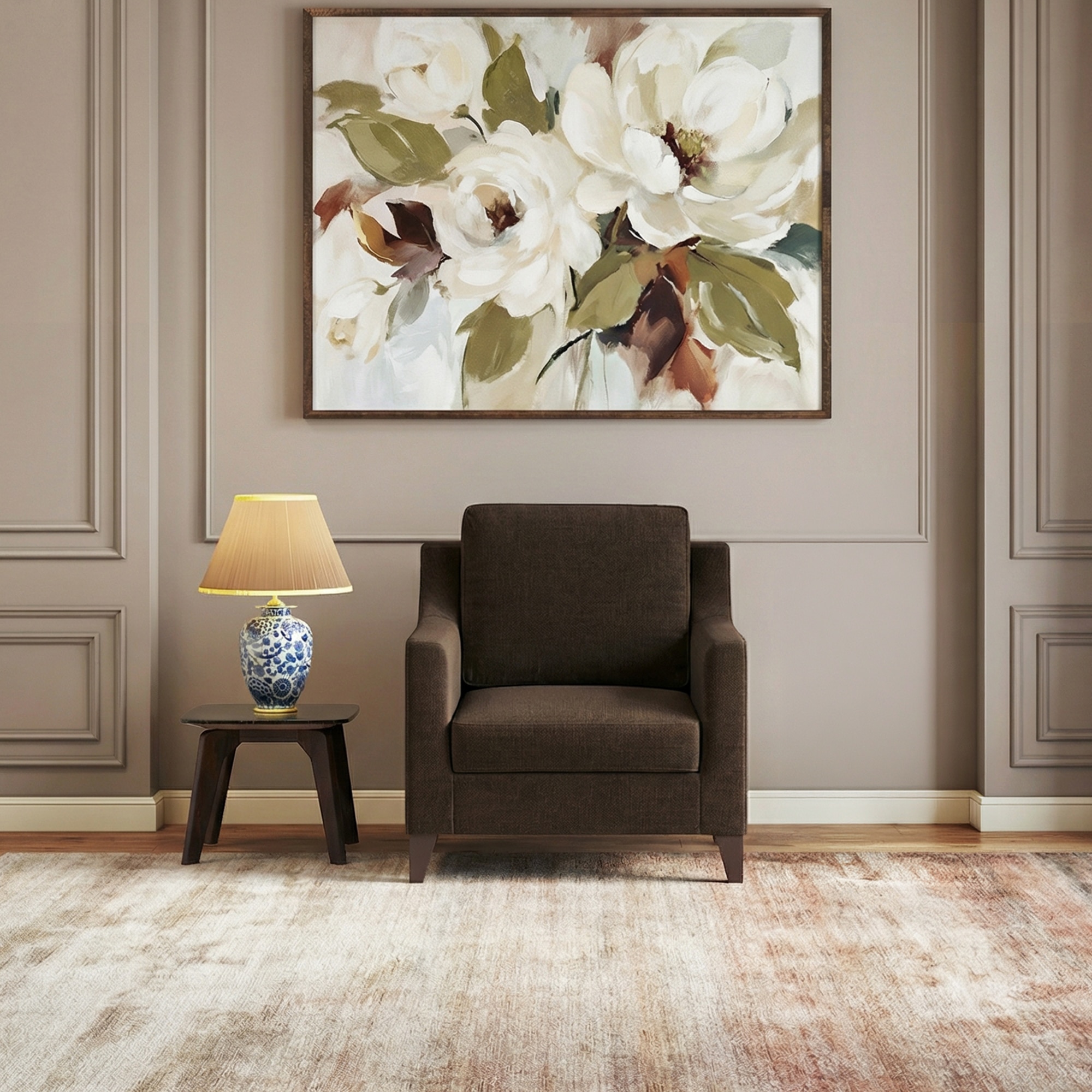 Abbey 1 Seater Fabric Sofa in Dark Earth Colour