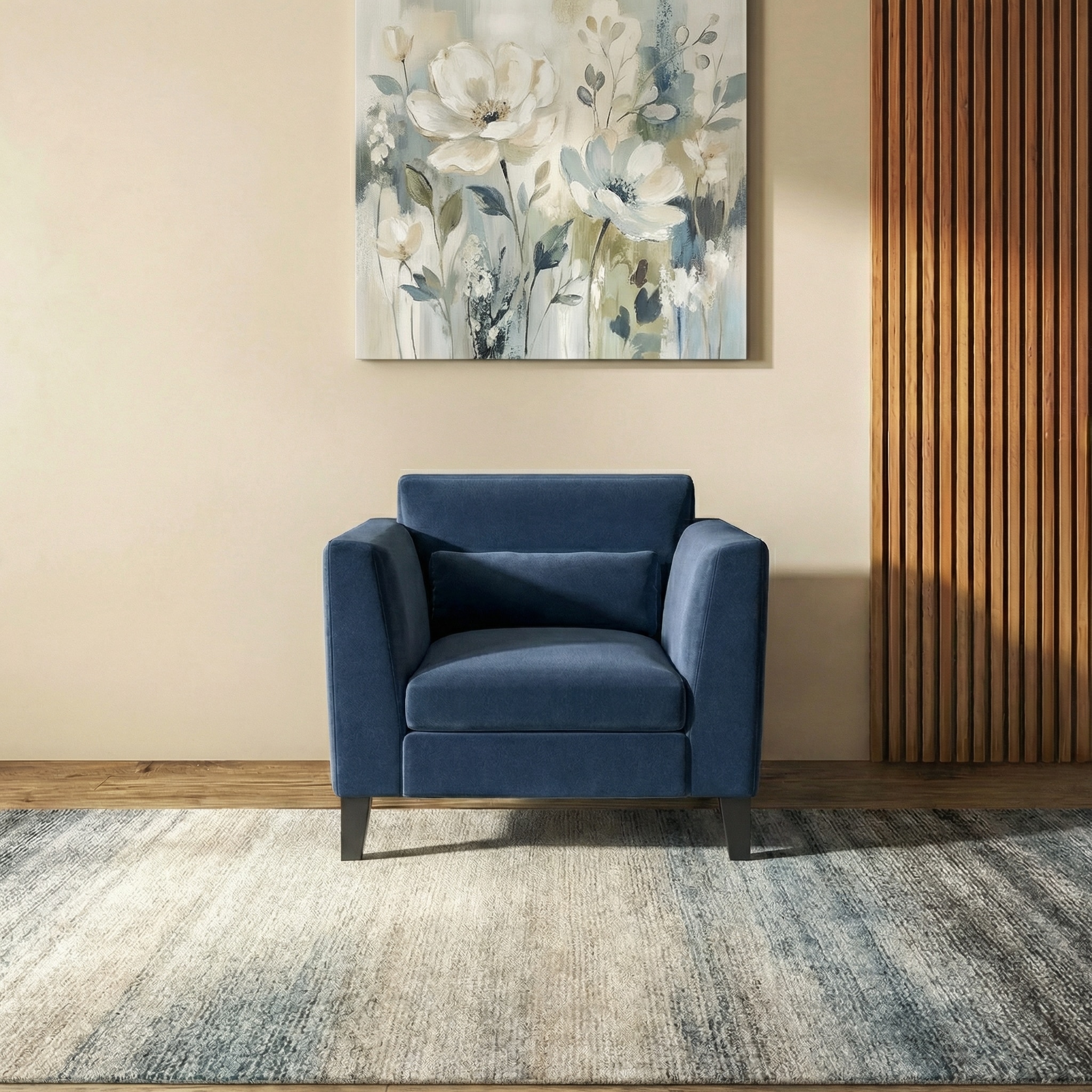 Lewis 1 Seater Fabric Sofa in Lapis Blue Colour