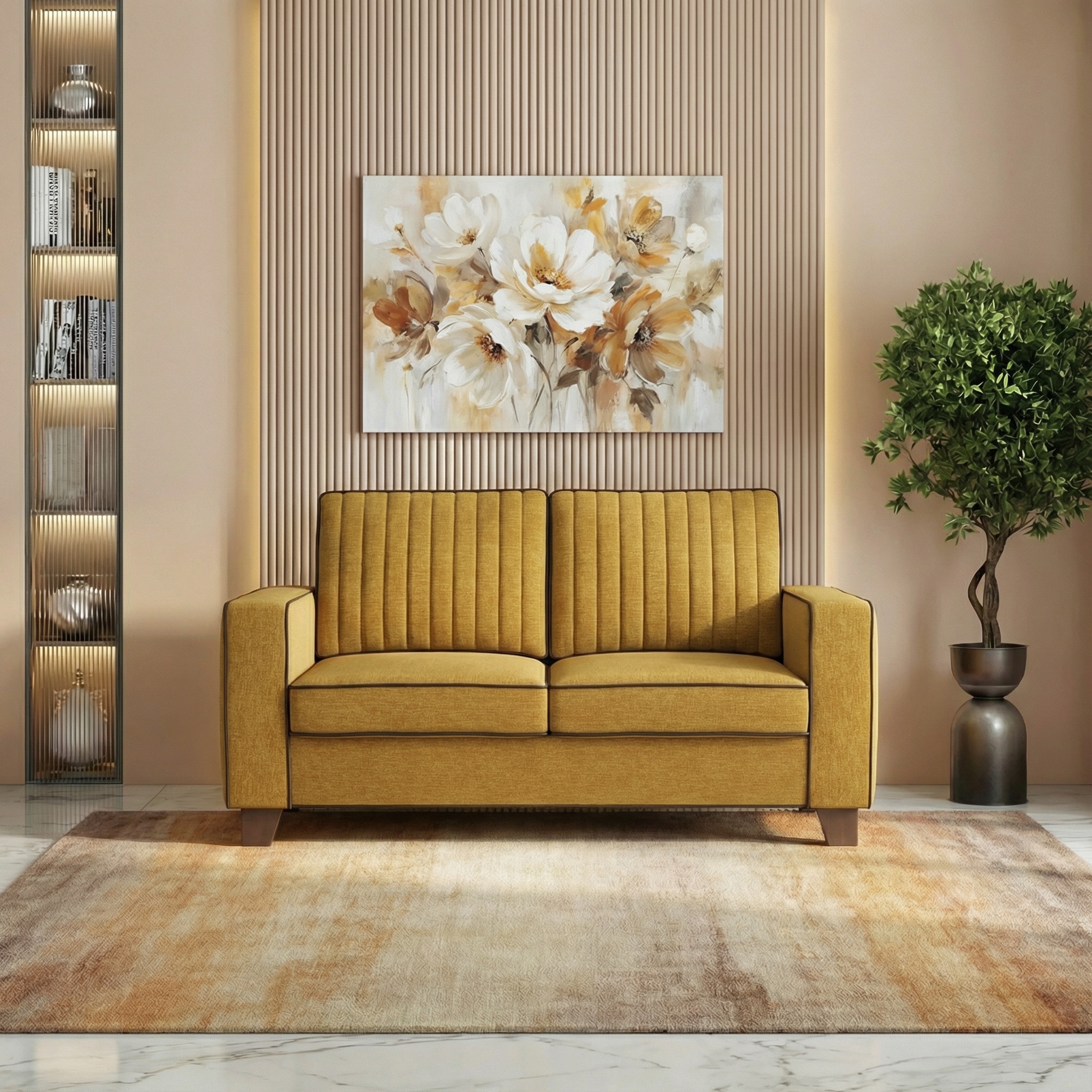 Apollo Neo Sofa (Colour : Ochre, Seating Capacity : 2 Seater, Cushion Type : Soft, Back Height : Regular Back)
