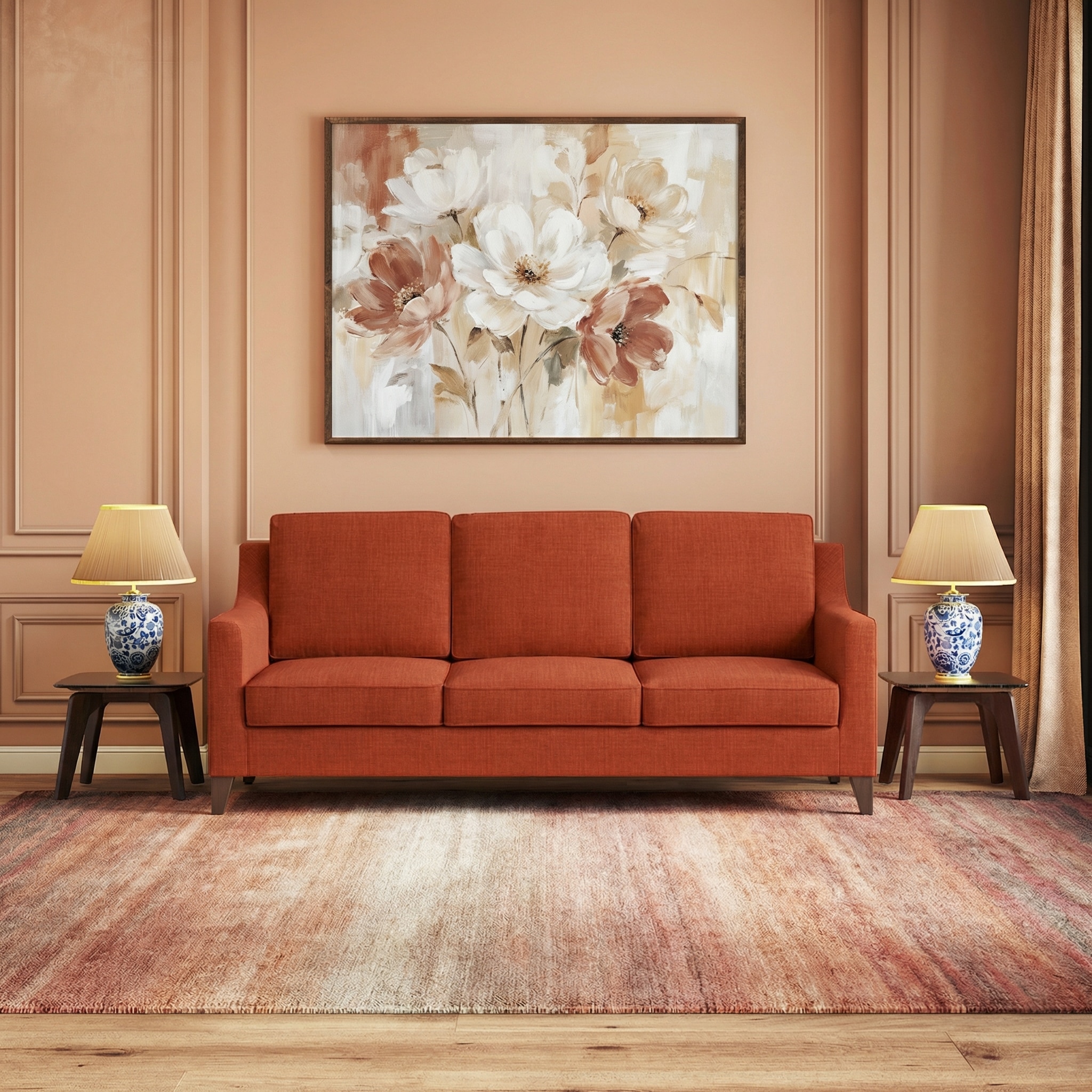 Abbey Sofa Set (Colour : Lava, Cushion : Hard, Seater : 3+2+1)