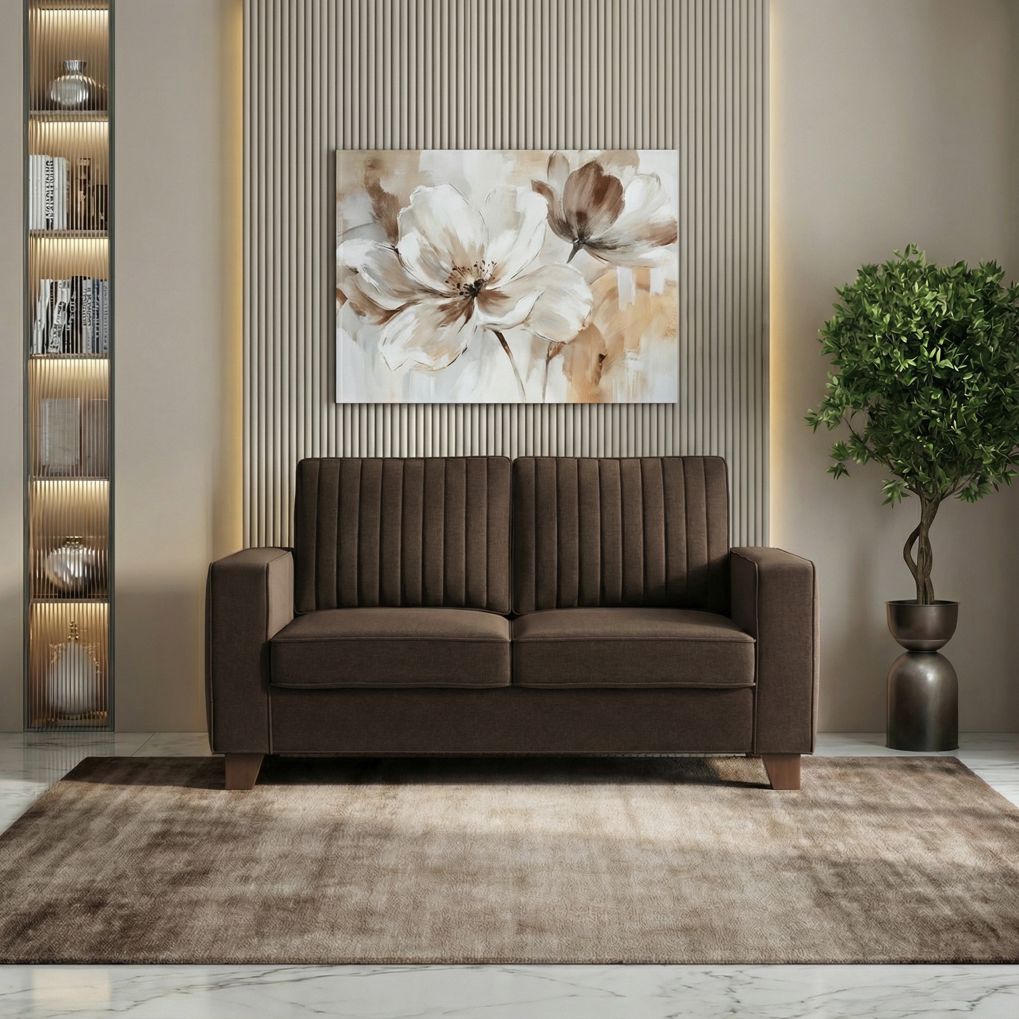 Apollo Neo 2 Seater Fabric Sofa in Dark Earth Colour (Back Height : Regular, Cushion Type : Soft)