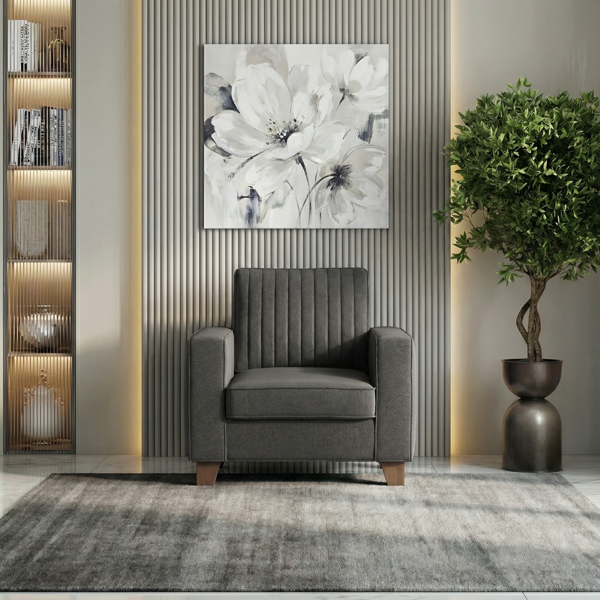 Apollo Neo 1 Seater Fabric Sofa In Pebble Grey Colour