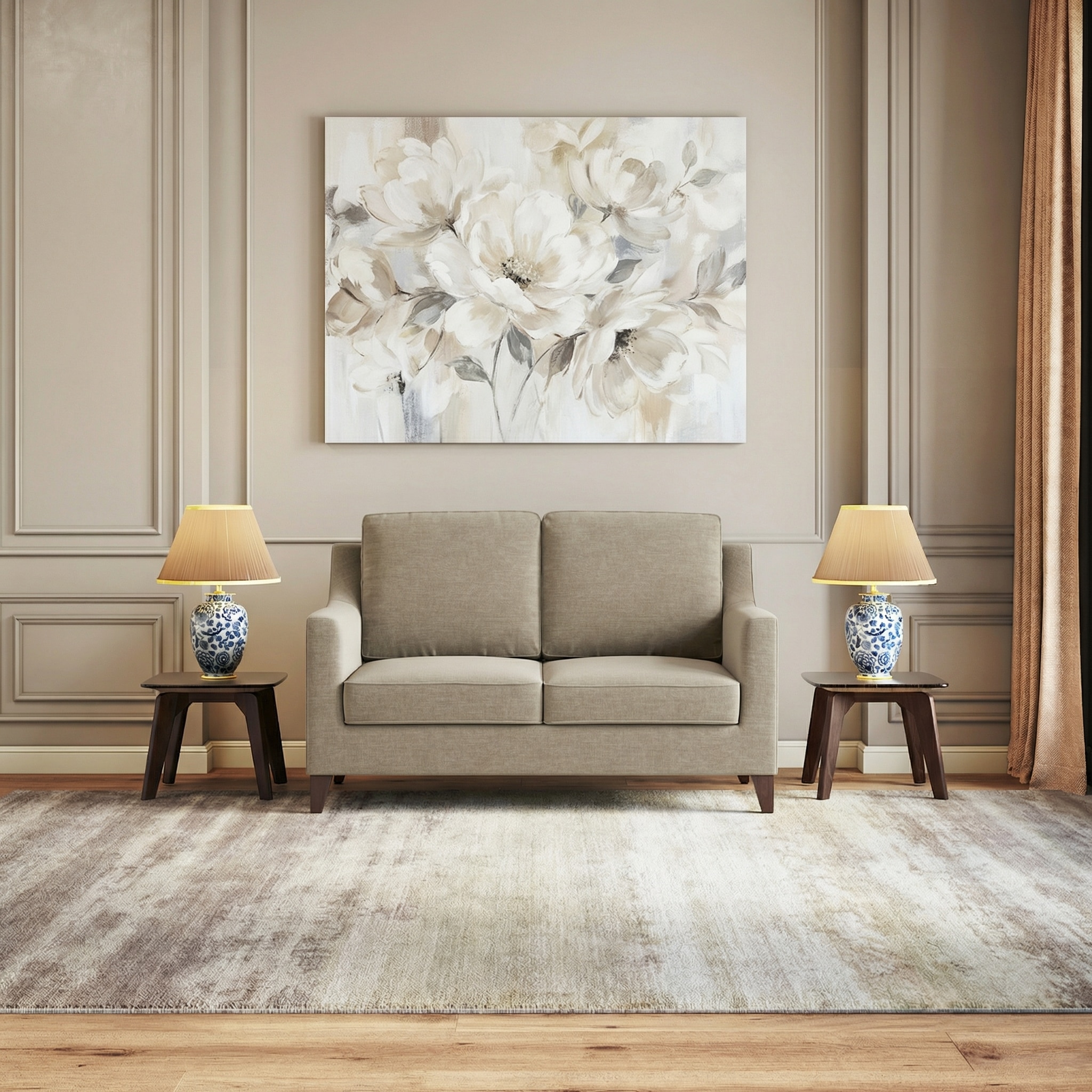 Abbey Sofa (Colour : Oyster Beige, Cushion : Hard, Seating Capacity : 2 Seater)