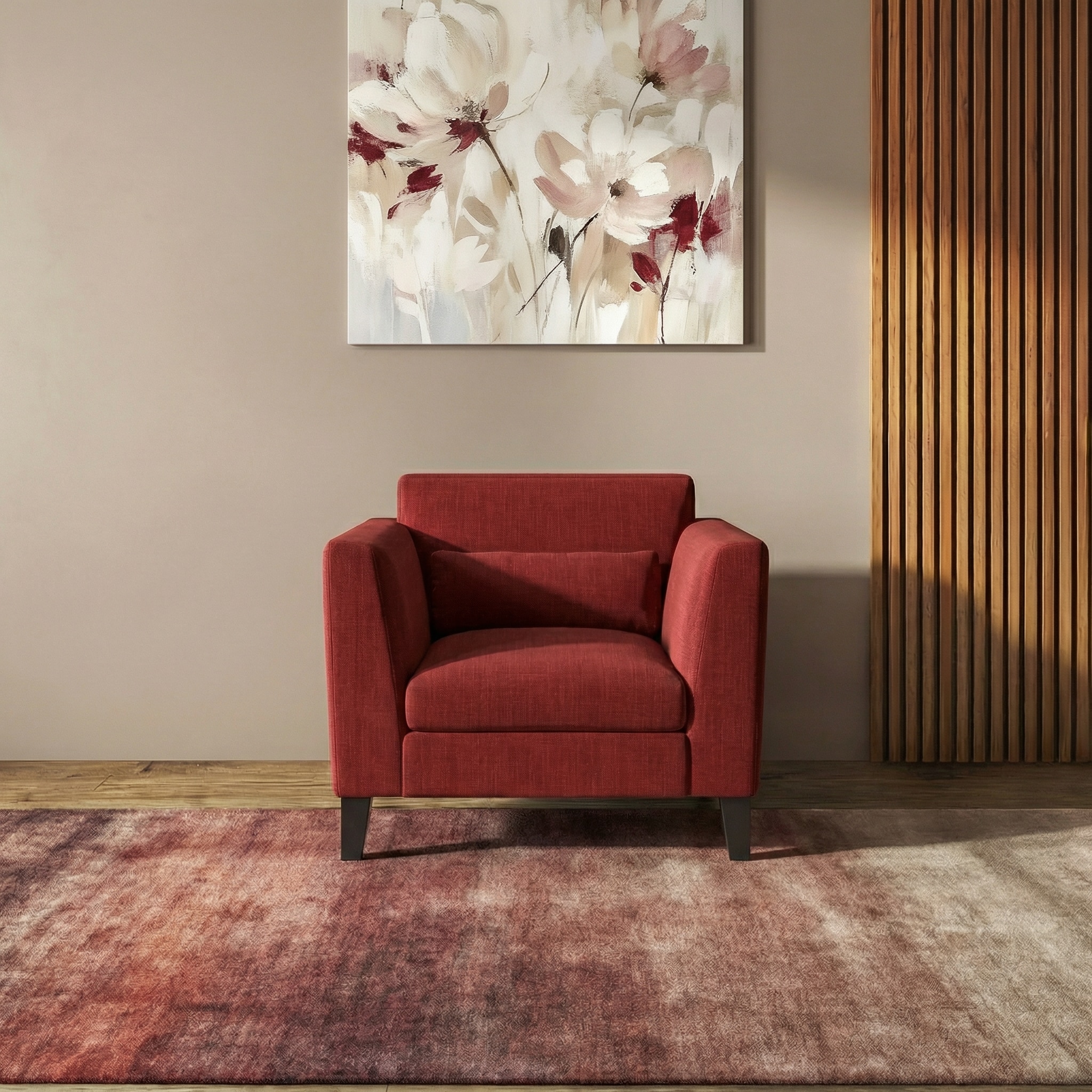 Lewis 1 Seater Fabric Sofa in Salsa Red Colour