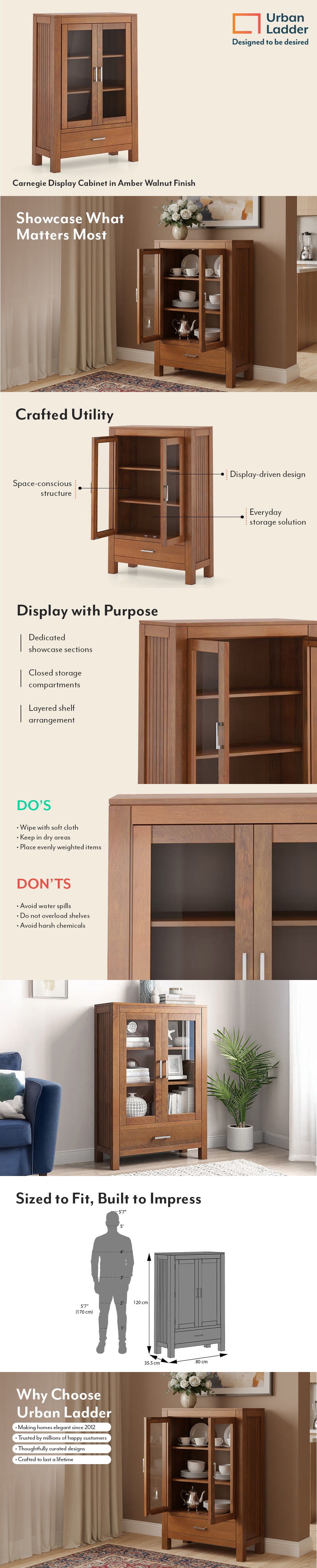 Carnegie Display Cabinet in Amber Walnut Finish