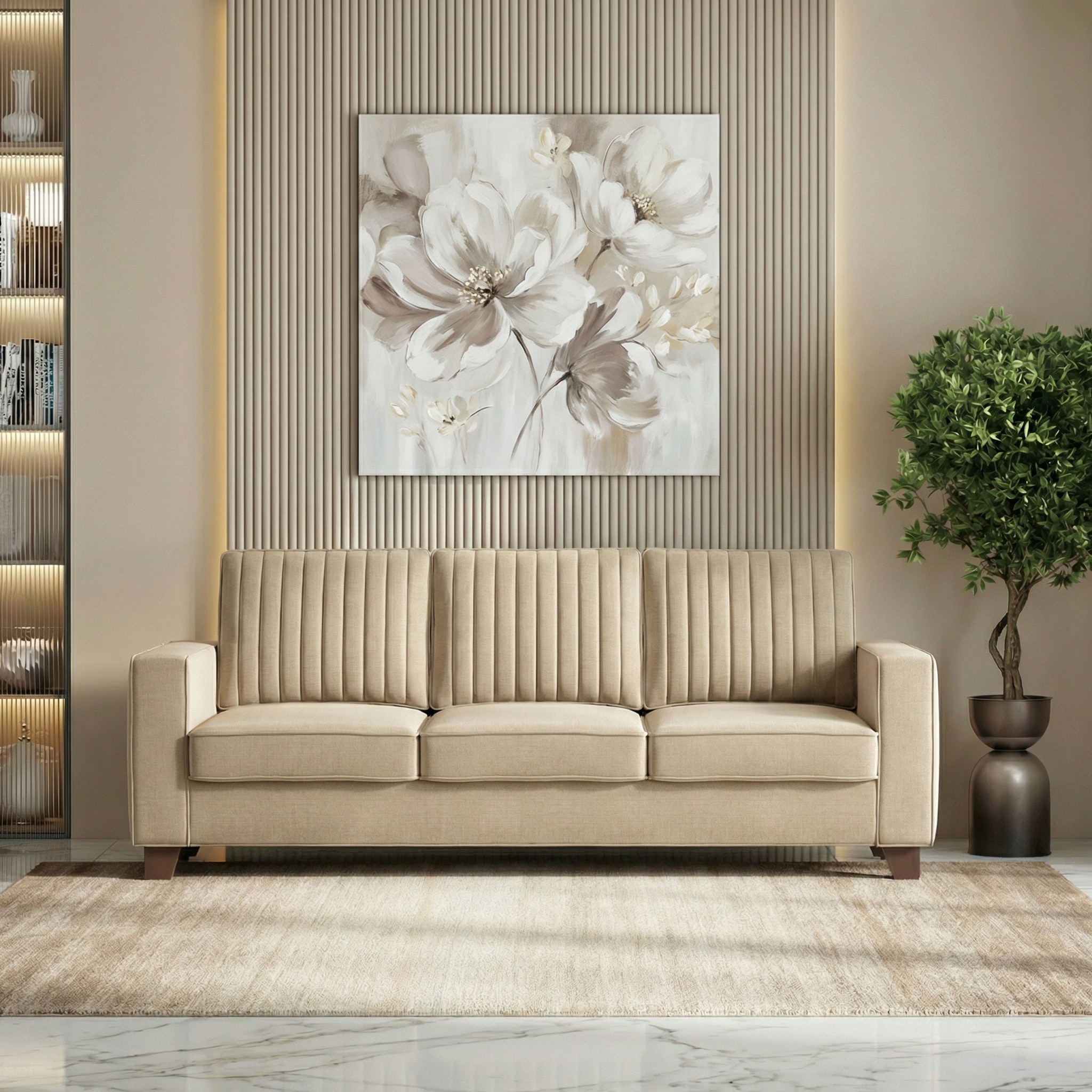 Apollo Neo 3 Seater Fabric Sofa In Pearl Colour