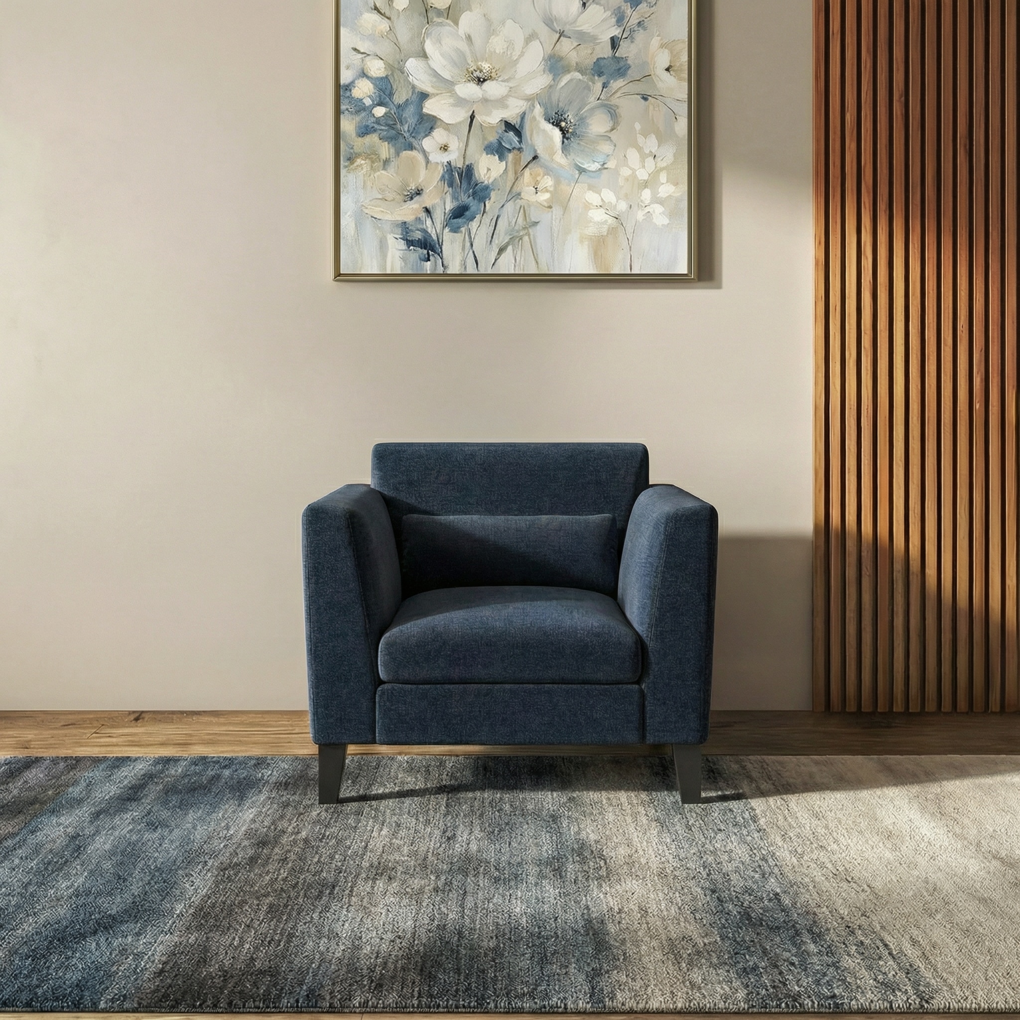 Lewis 1 Seater Fabric Sofa in Cobalt Colour