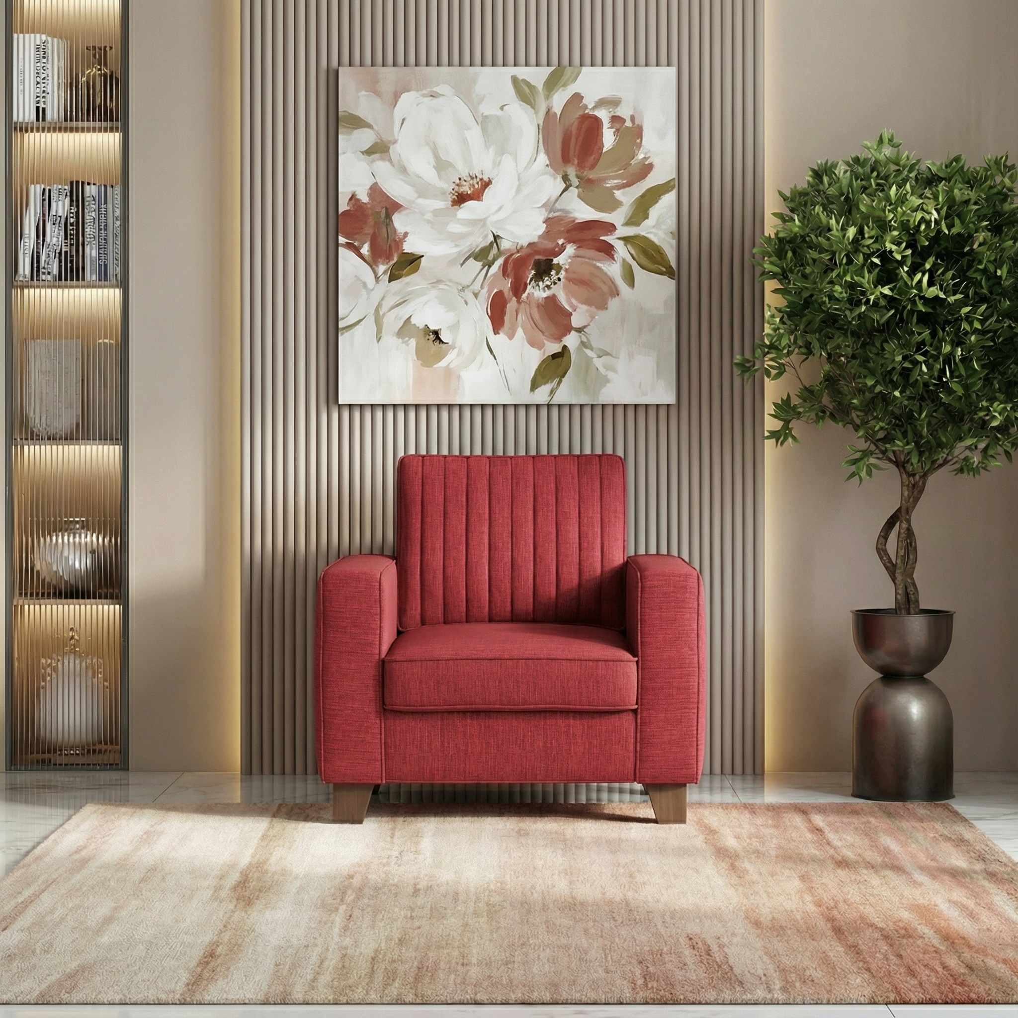 Apollo Neo 1 Seater Fabric Sofa In Salsa Red Colour