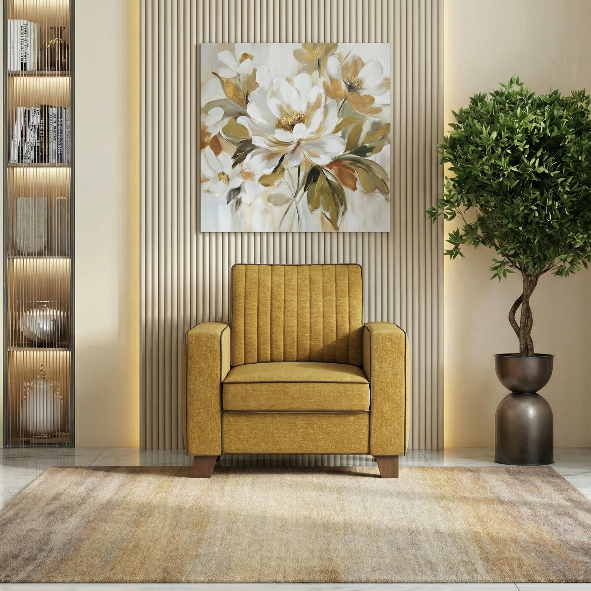 Apollo Neo High Back Sofa (Colour : Ochre, Seating Capacity : 1 Seater, Cushion Type : Hard, Back Height : High Back)