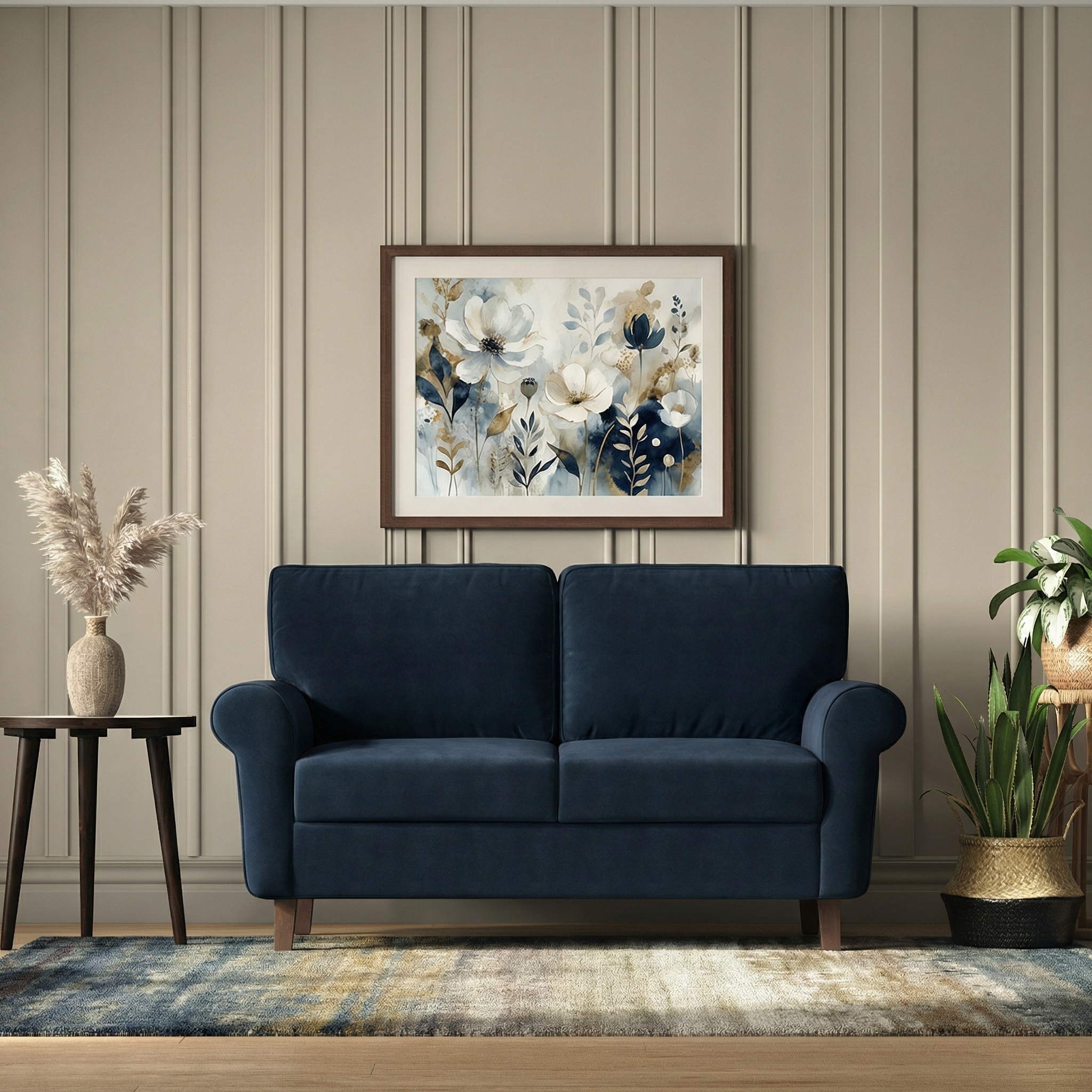 Oxford 2 Seater Fabric Sofa in Sea Port Blue Velvet Colour