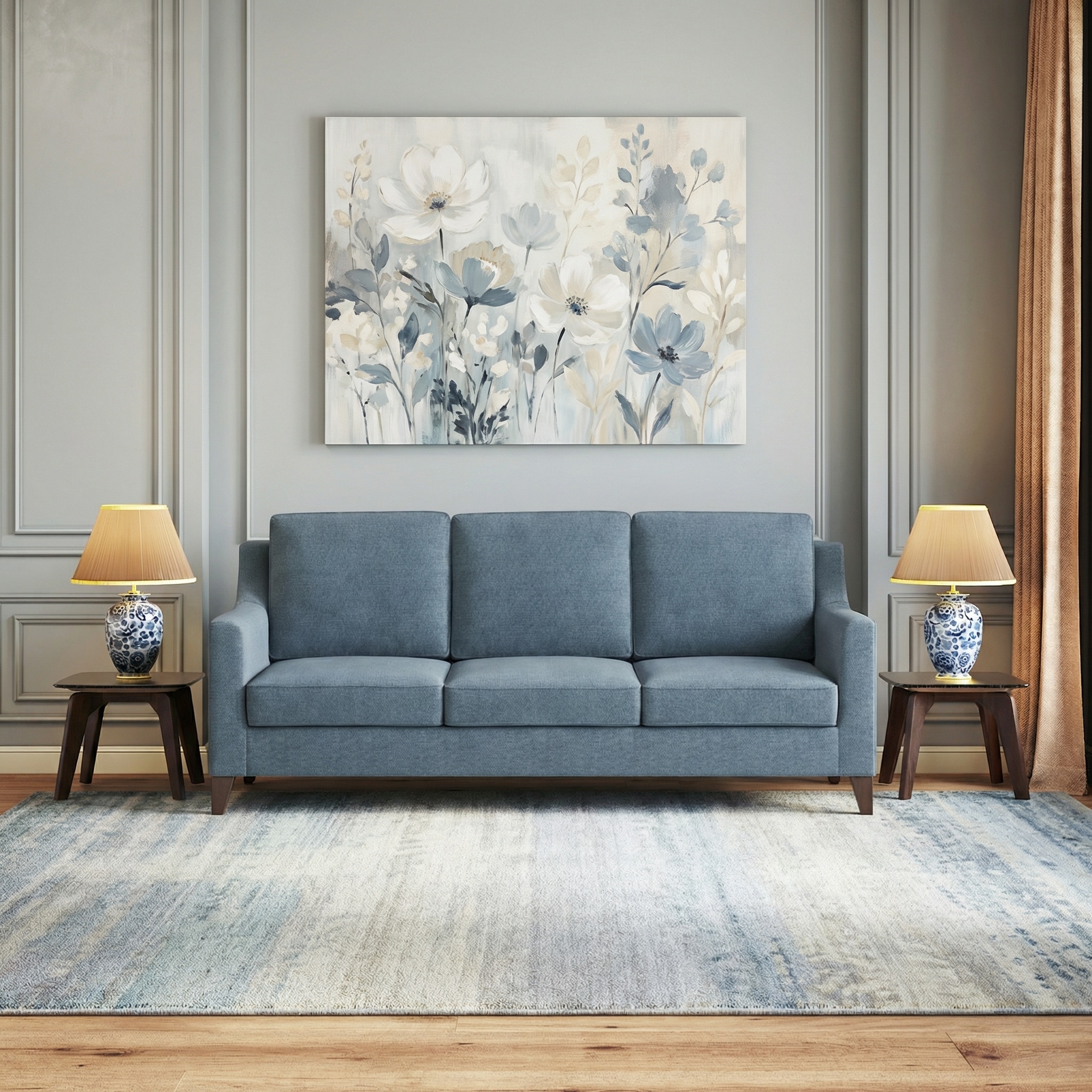 Abbey Sofa (Colour : Ocean Weave, Cushion : Soft, Seating Capacity : 3 Seater)