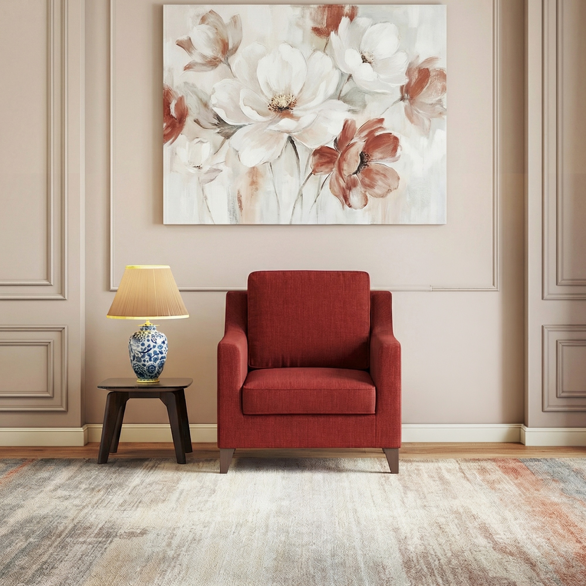 Abbey 1 Seater Fabric Sofa In Salsa Red Colour