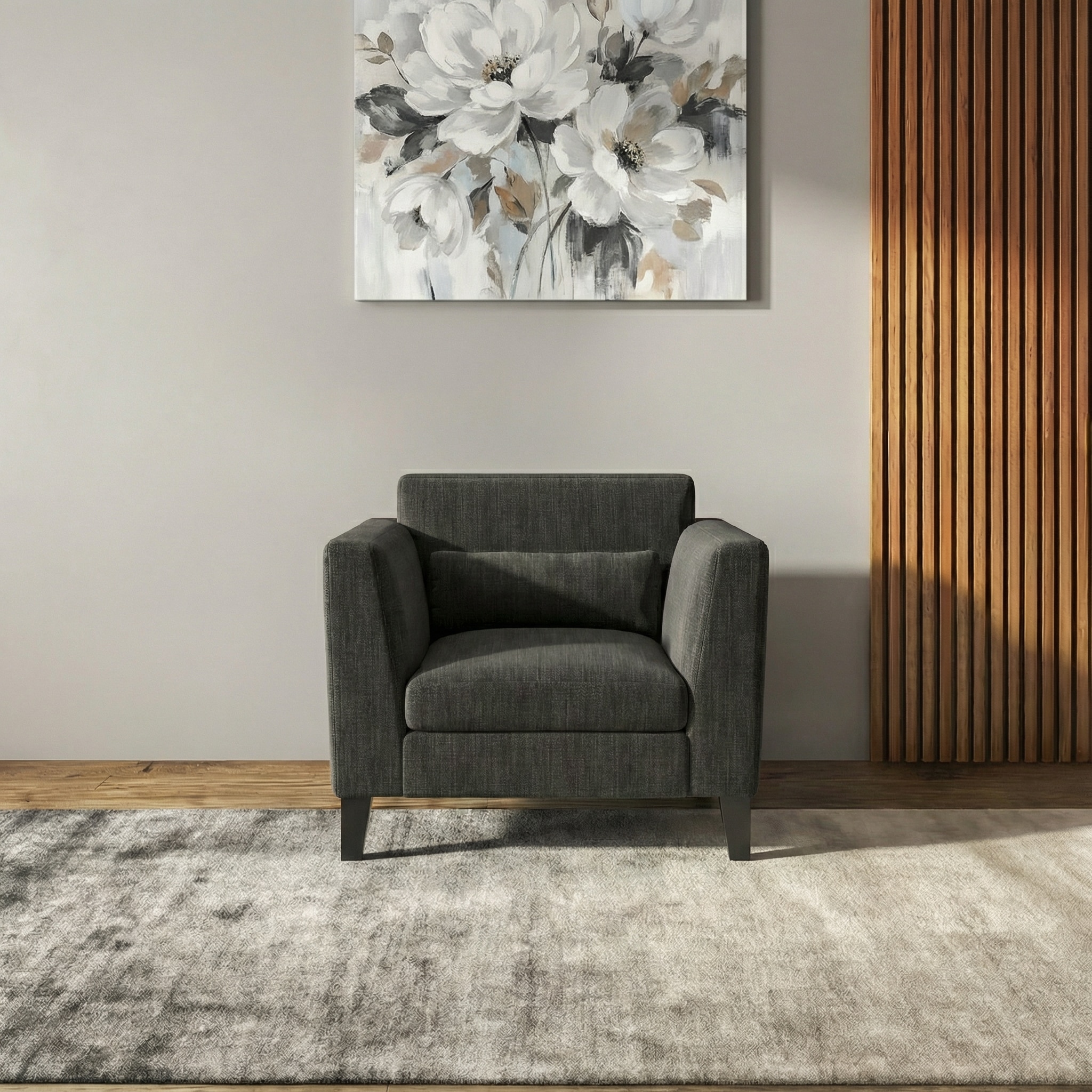 Lewis 1 Seater Fabric Sofa in Graphite Grey Colour