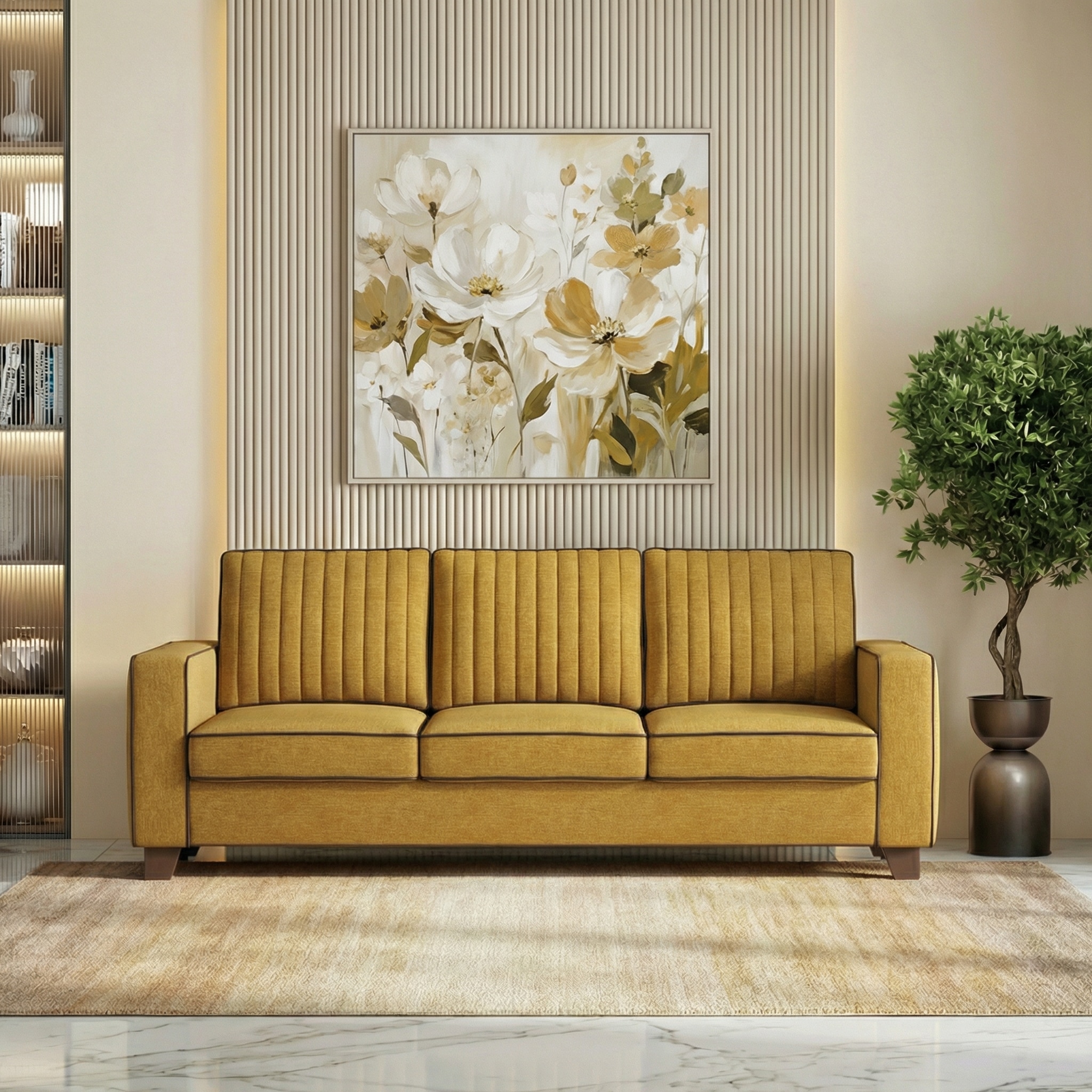 Apollo Neo High Back Sofa (Colour : Ochre, Seating Capacity : 3 Seater, Cushion Type : Soft, Back Height : High Back)