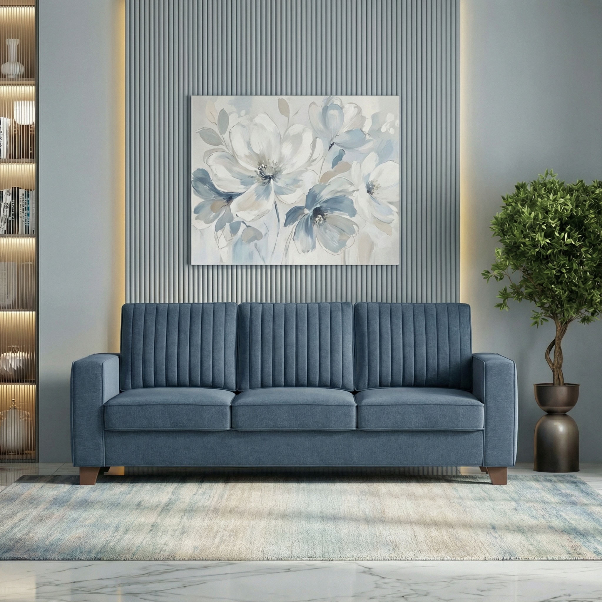 Apollo Neo 3 Seater Fabric Sofa In Lapis Blue Colour