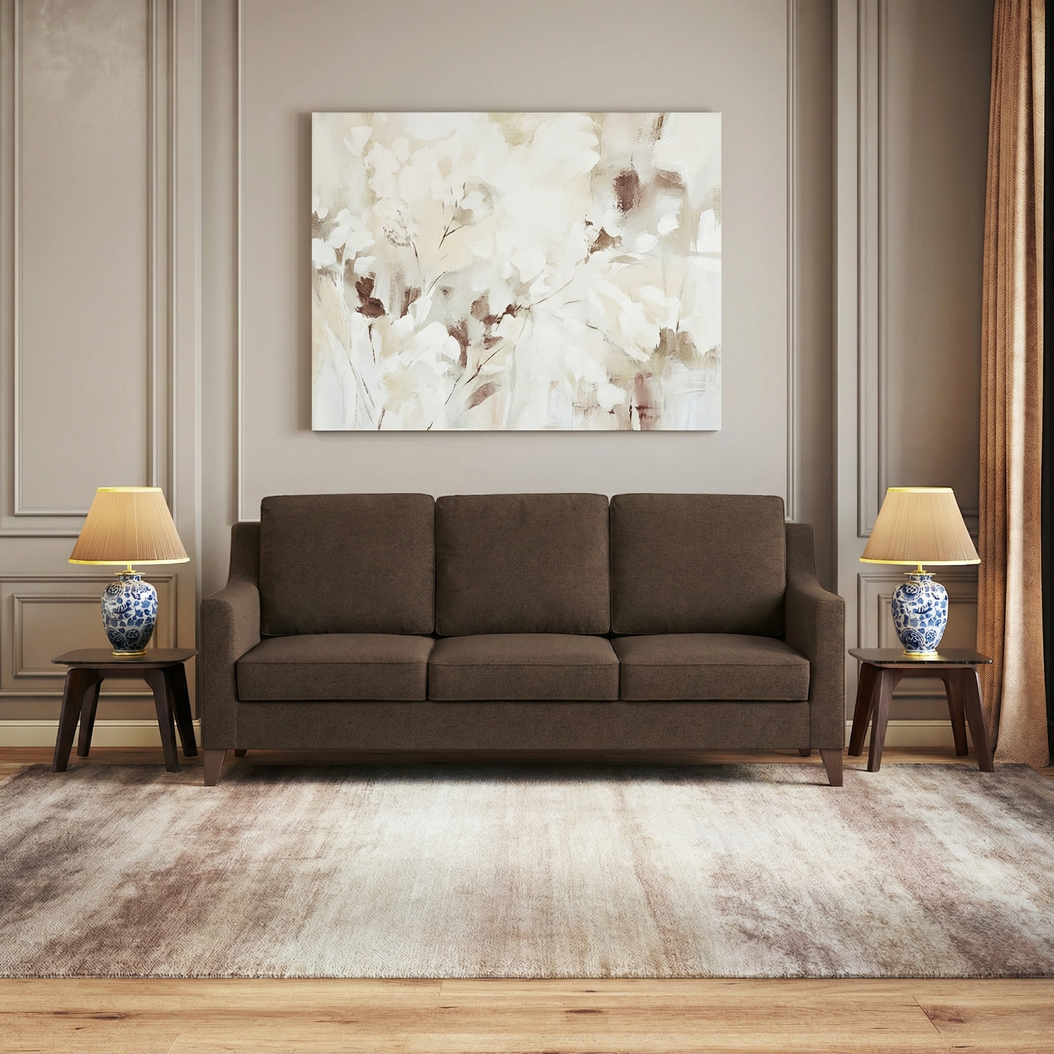 Abbey Sofa Set (Colour : Mocha, Cushion : Soft, Seater : 3+2+1)