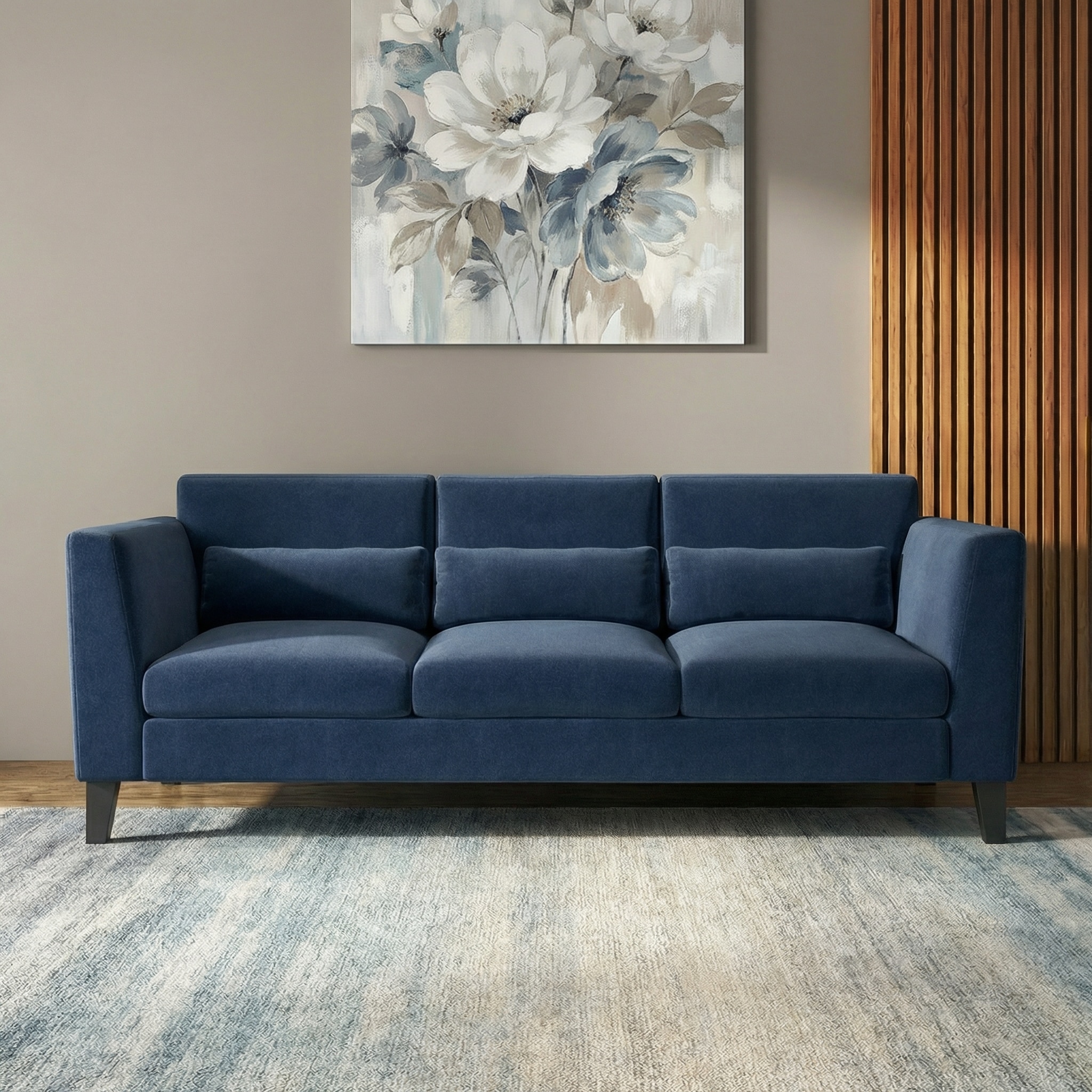 Lewis 3 Seater Fabric Sofa in Lapis Blue Colour