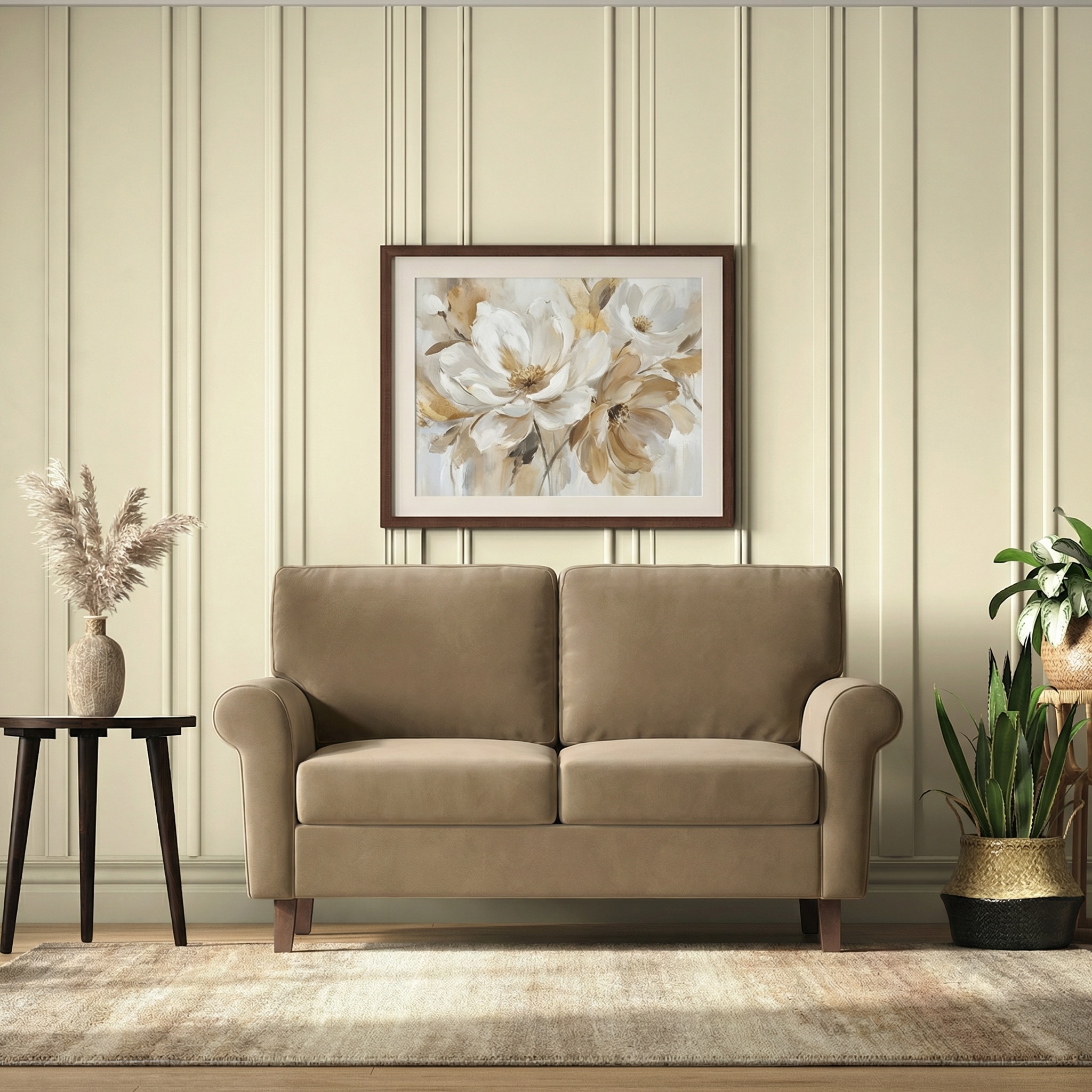 Oxford 2 Seater Fabric Sofa in Fawn Velvet Colour