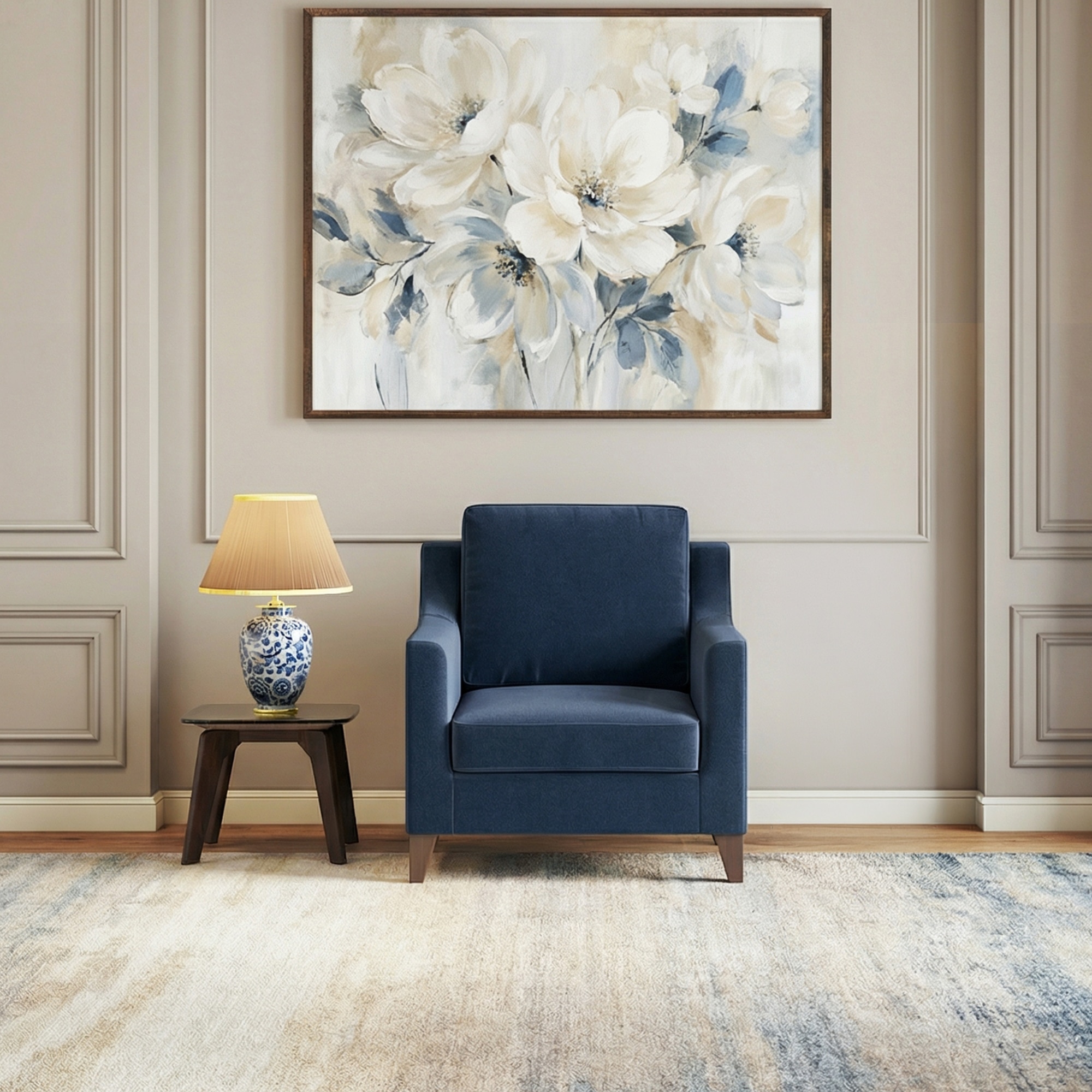 Abbey 1 Seater Fabric Sofa in Lapis Blue Colour