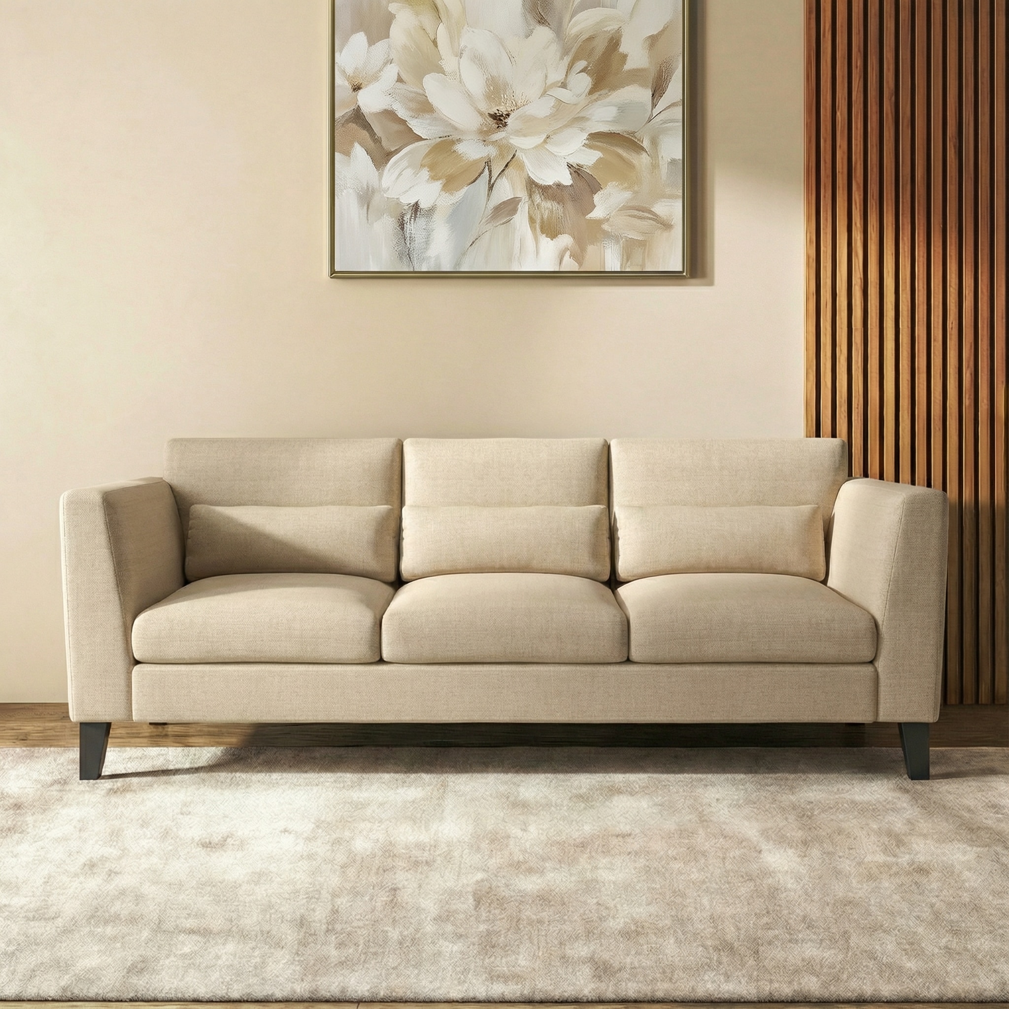 Lewis 3 Seater Fabric Sofa in Pearl Colour