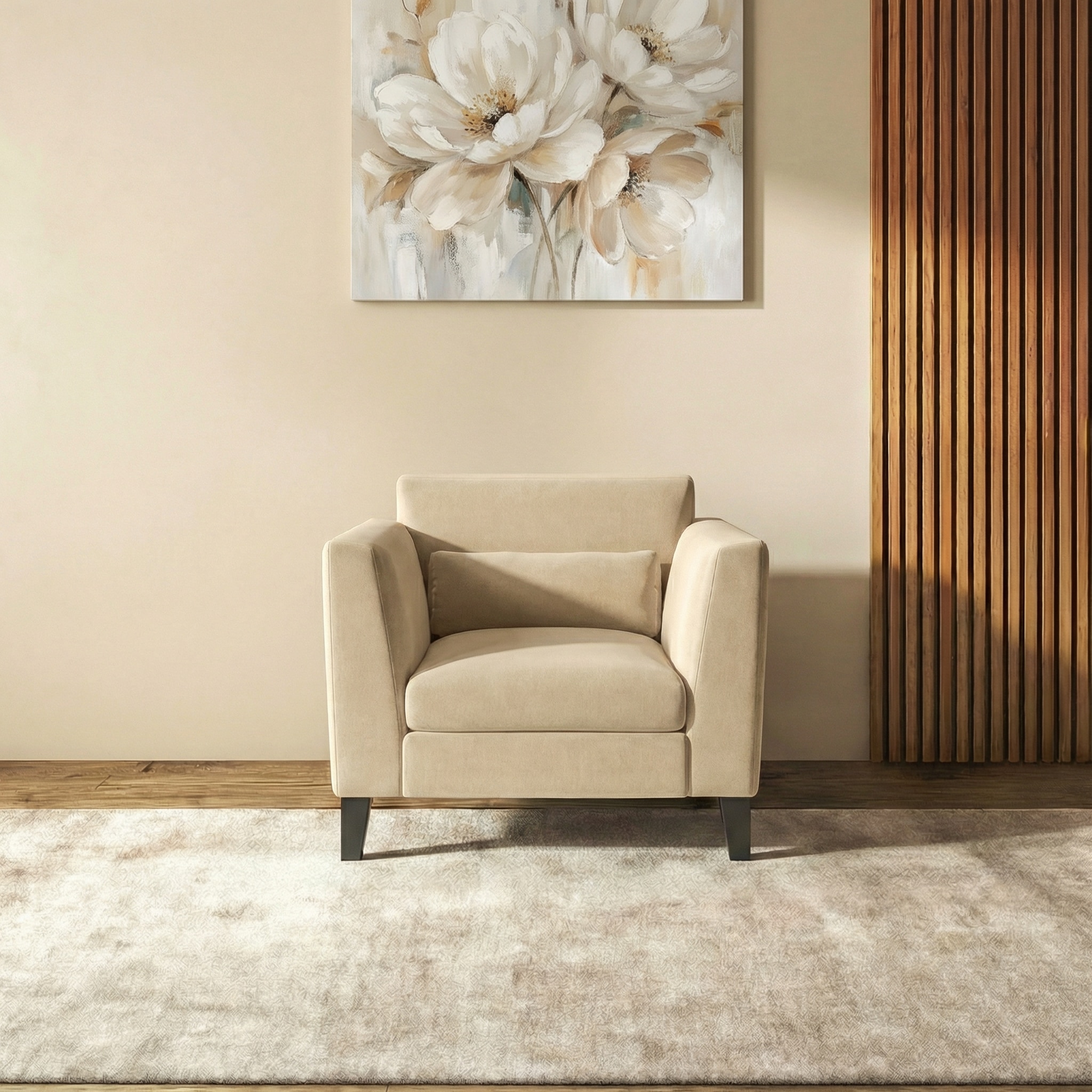 Lewis 1 Seater Fabric Sofa in Birch Beige Colour