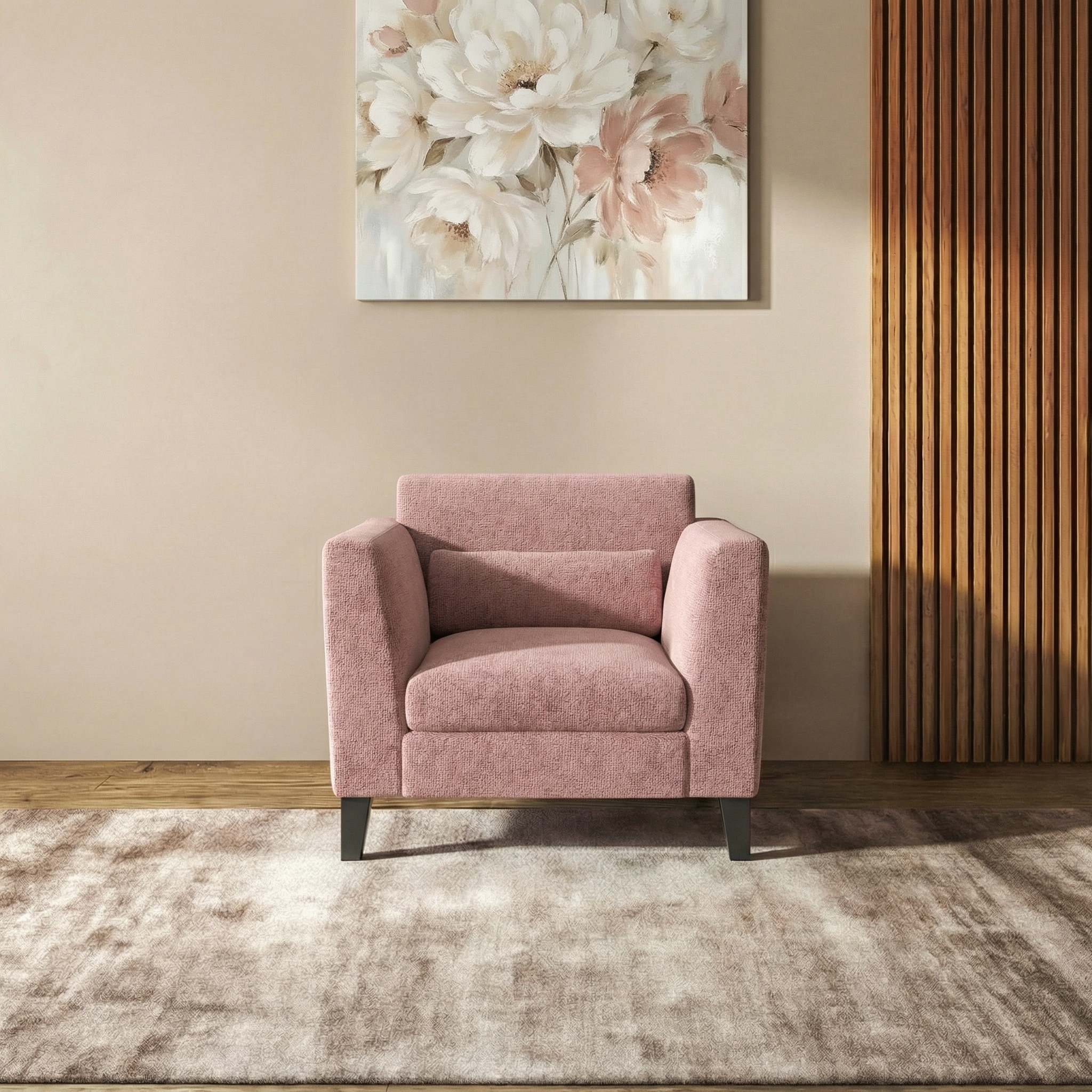 Lewis 1 Seater Fabric Sofa In Desert Rose Colour-image-41