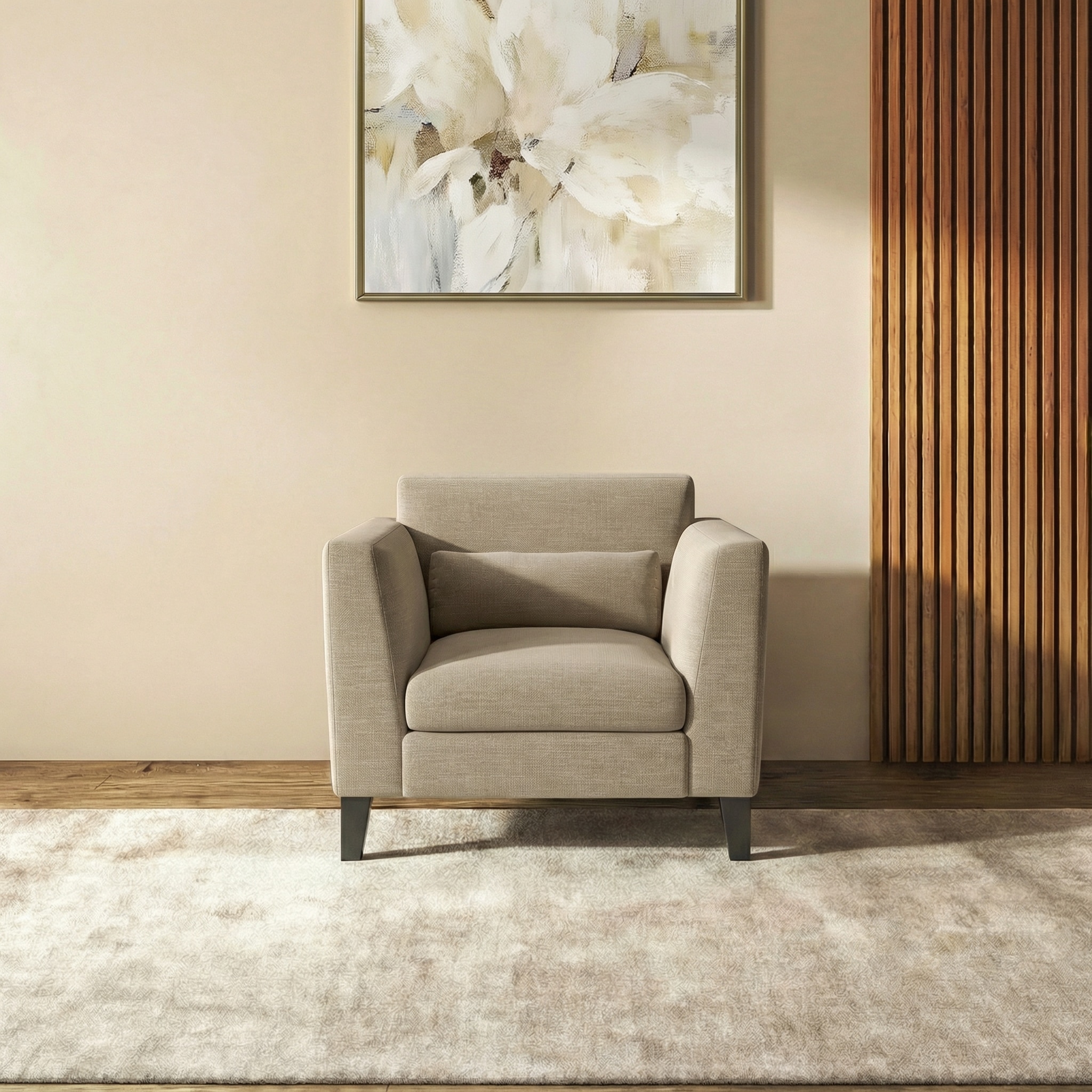 Lewis 1 Seater Fabric Sofa In Oyster Beige Colour - Urban Ladder