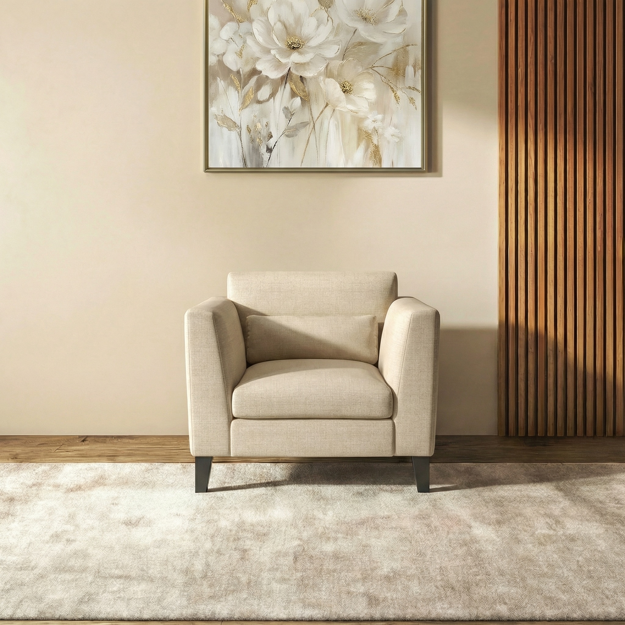 Lewis 1 Seater Fabric Sofa in Pearl Colour